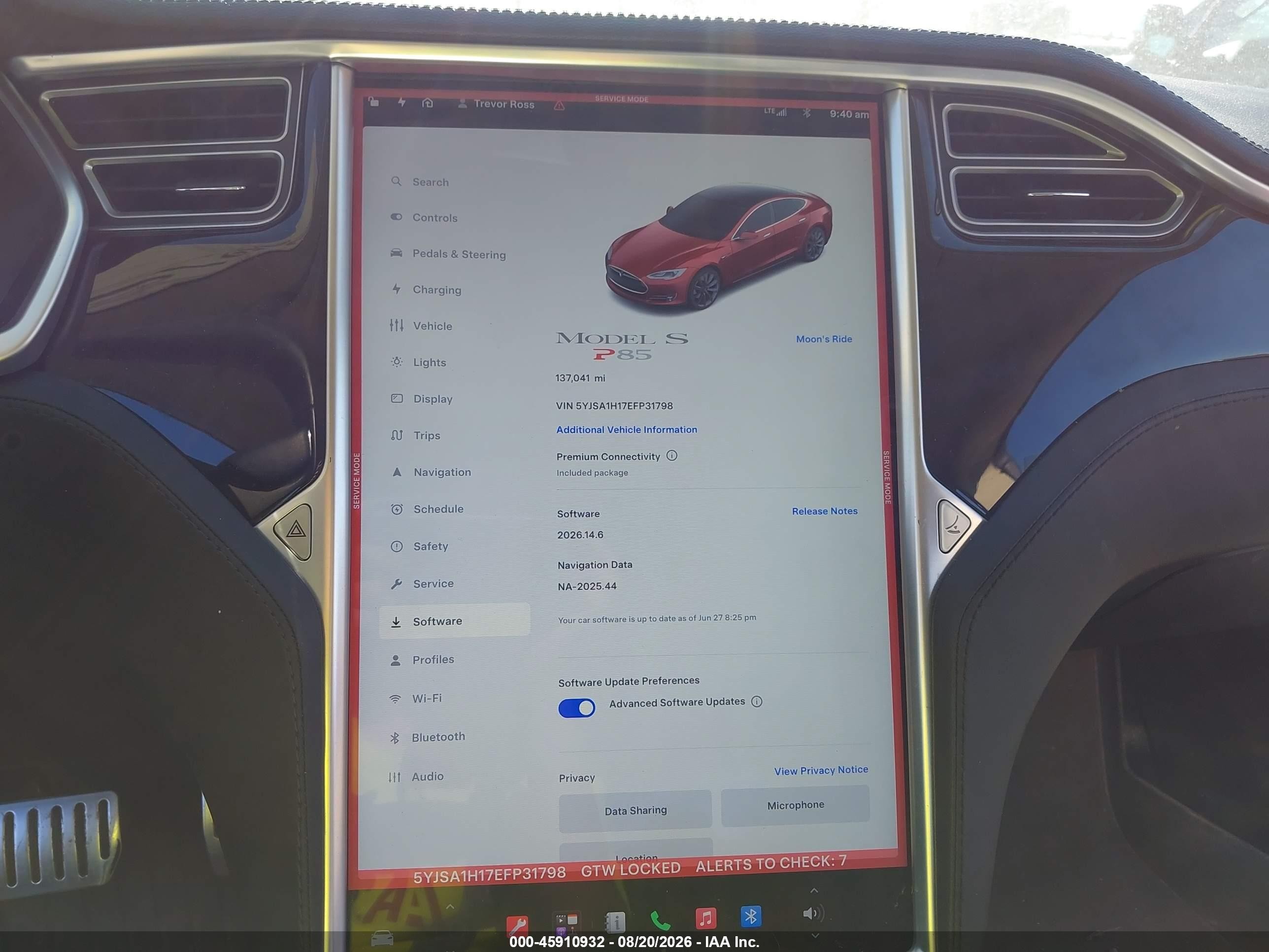2014 Tesla Model S P85 Красный vin: 5YJSA1H17EFP31798