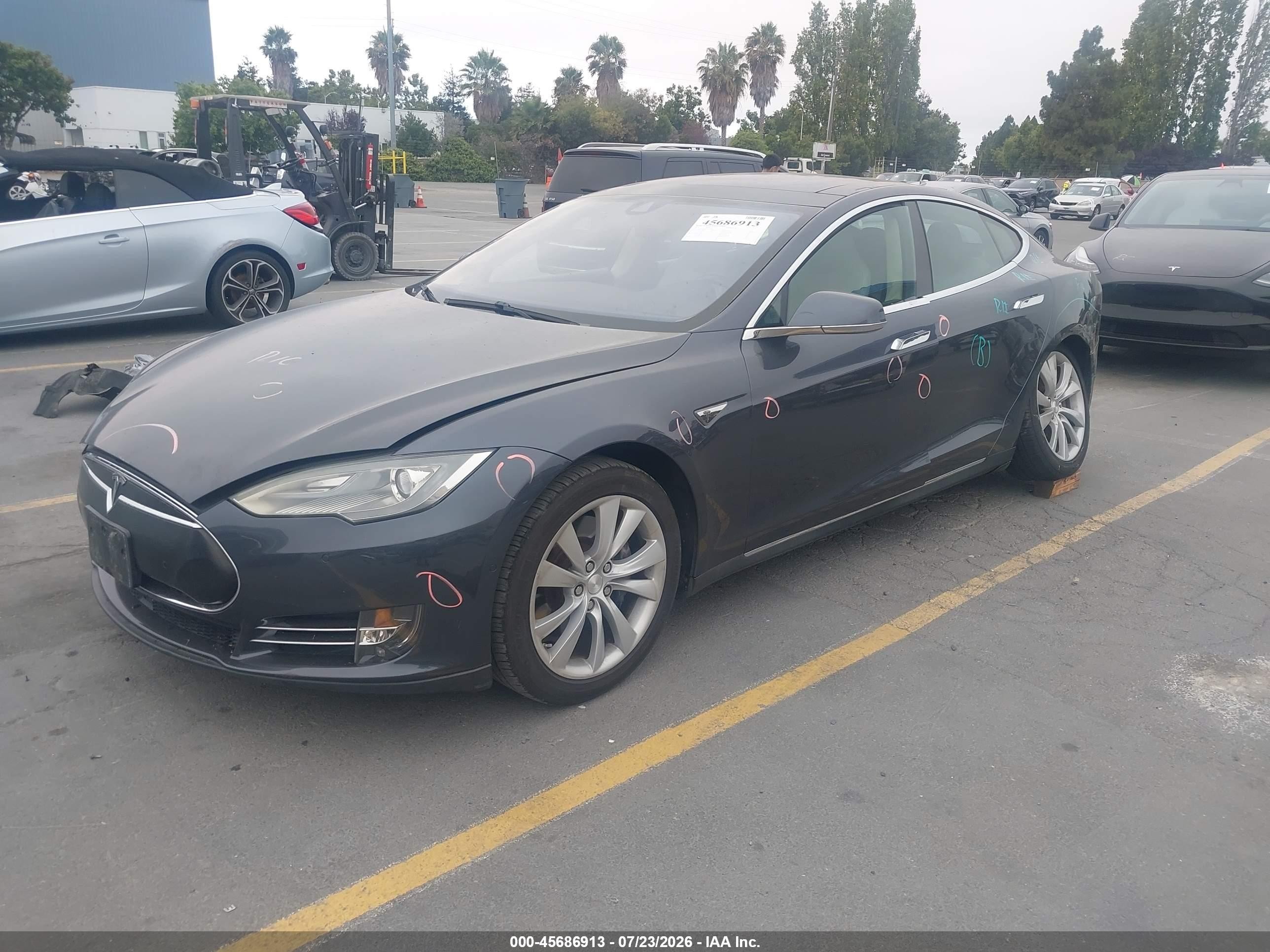 2014 Tesla Model S P85 Gray vin: 5YJSA1H17EFP62257