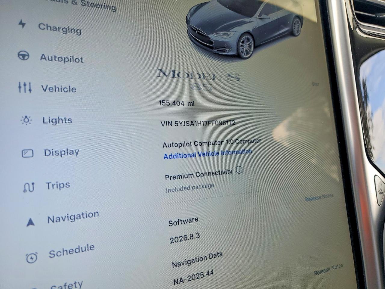 2015 Tesla Model S 85 Black vin: 5YJSA1H17FF098172