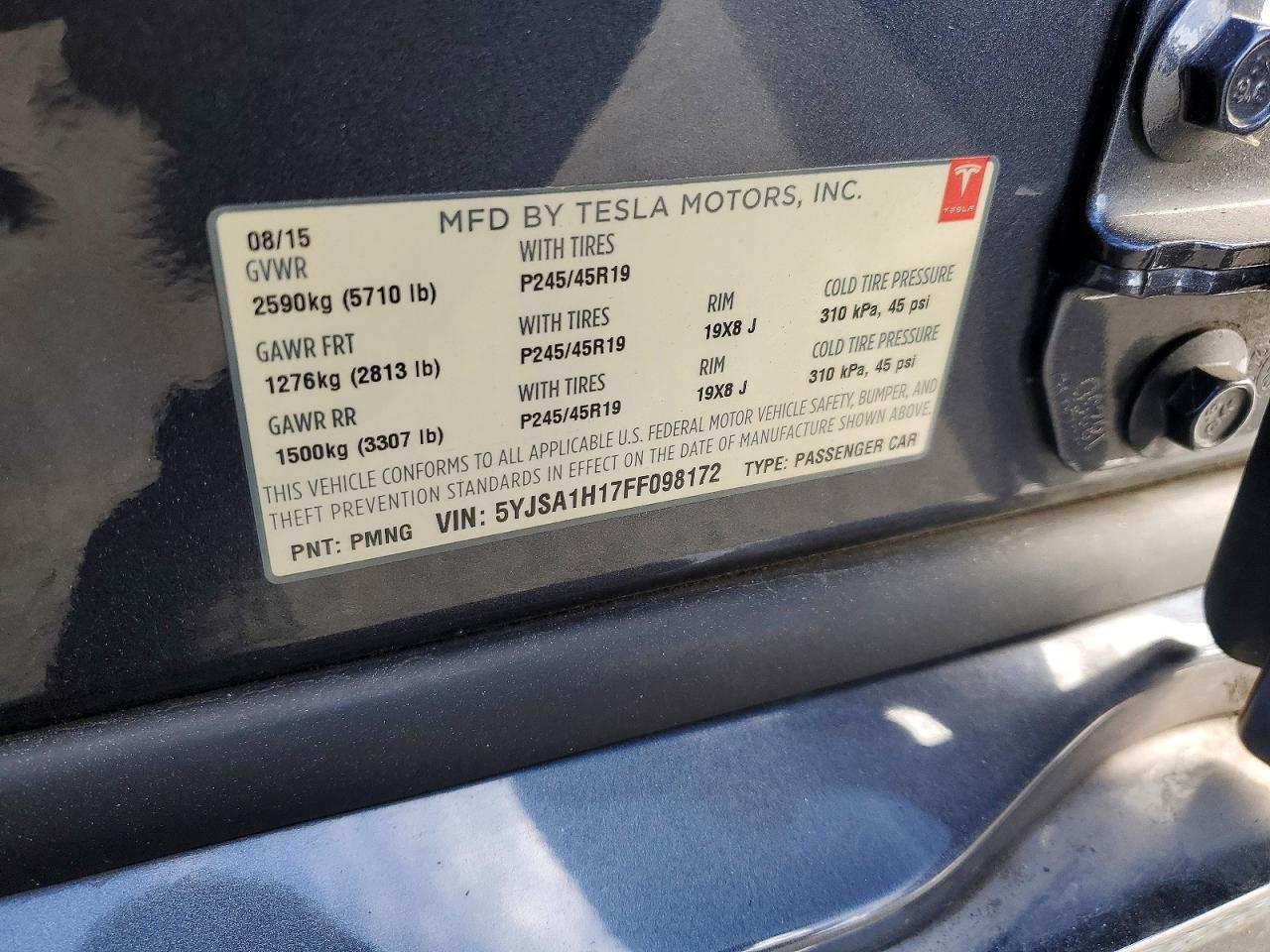 2015 Tesla Model S 85 Black vin: 5YJSA1H17FF098172