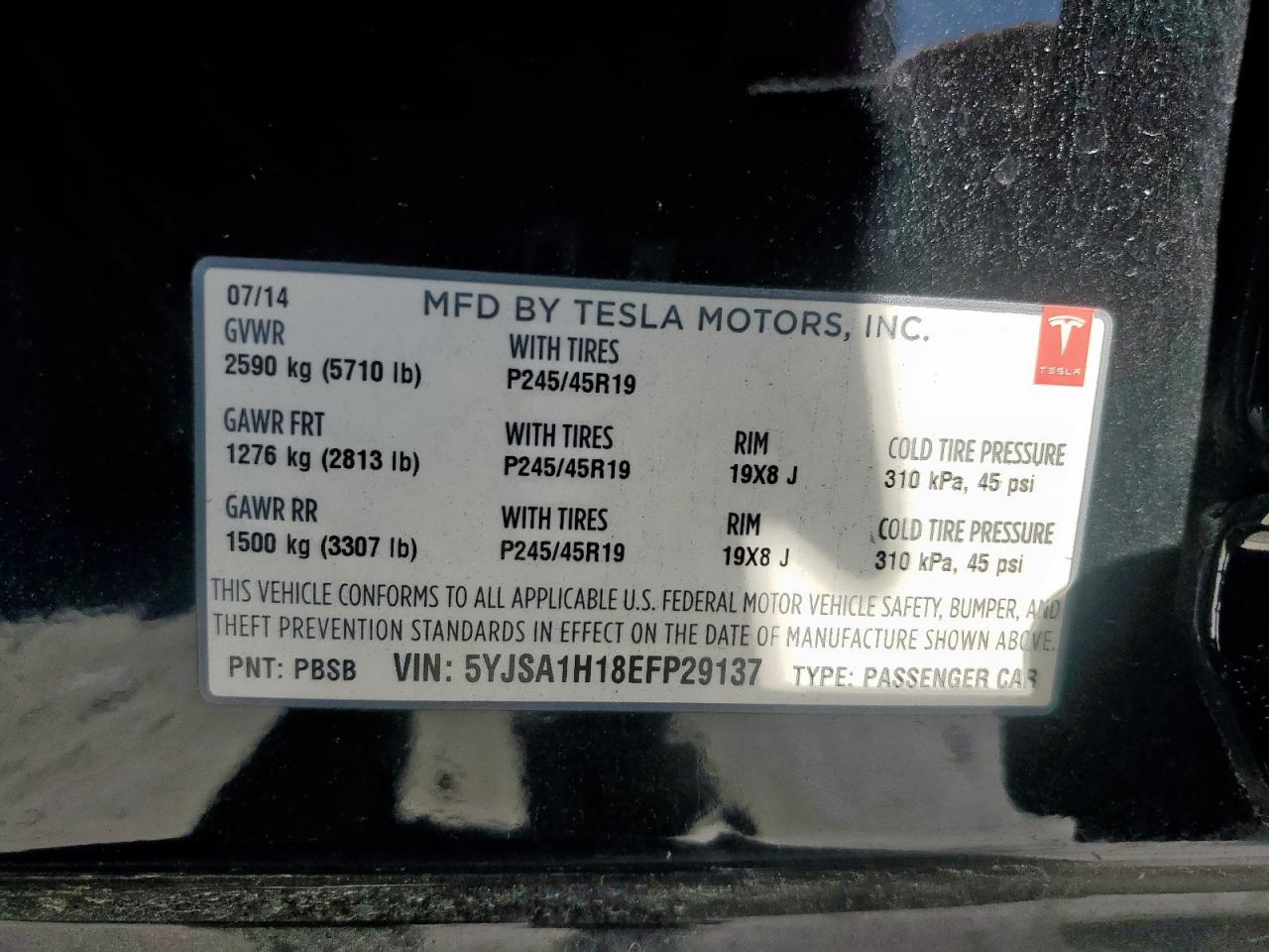 2014 Tesla Model S Black vin: 5YJSA1H18EFP29137
