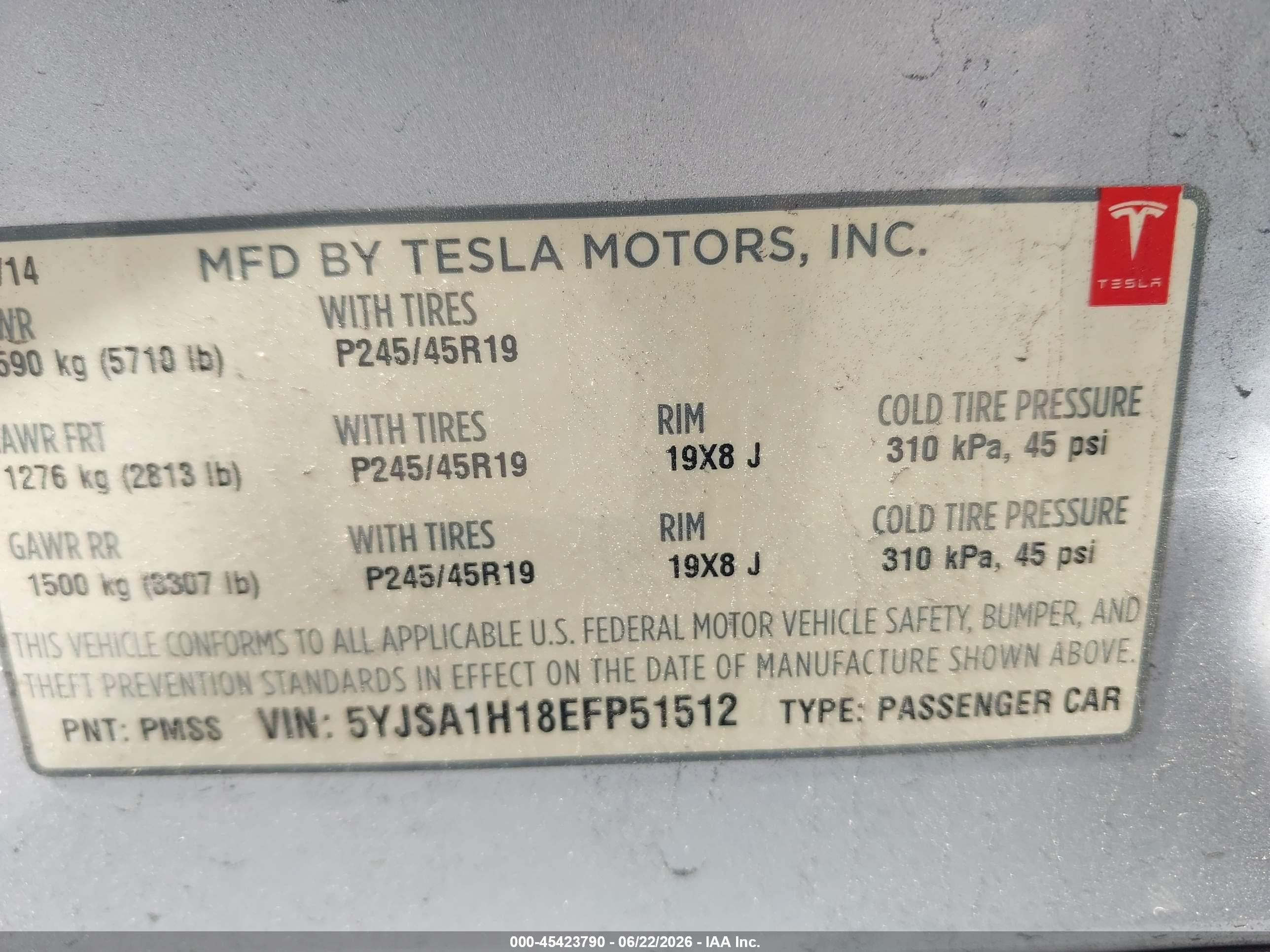 2014 Tesla Model S P85 Silver vin: 5YJSA1H18EFP51512