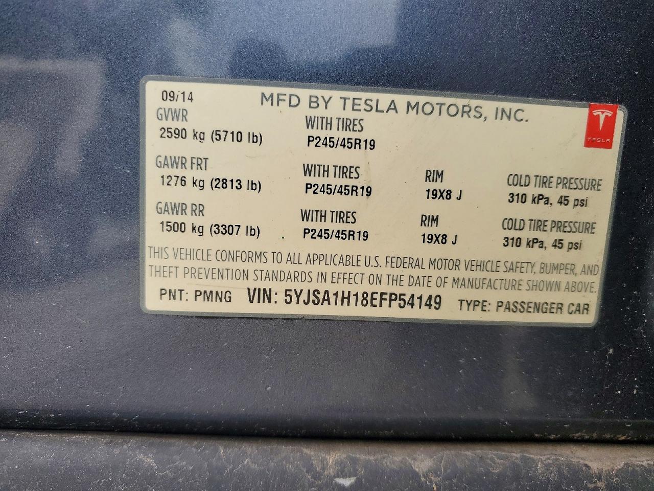 2014 Tesla Model S Gray vin: 5YJSA1H18EFP54149