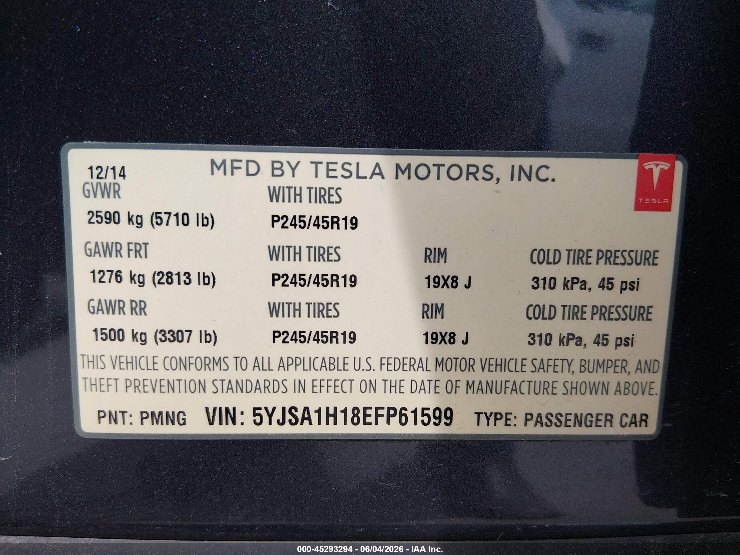 2014 Tesla Model S P85 Gray vin: 5YJSA1H18EFP61599