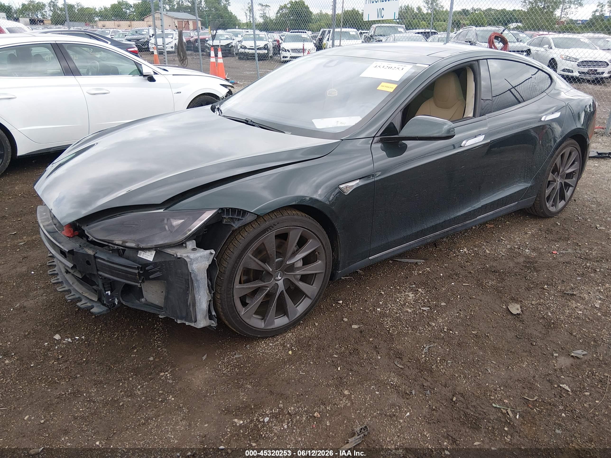 2014 Tesla Model S P85 Green vin: 5YJSA1H18EFP66091