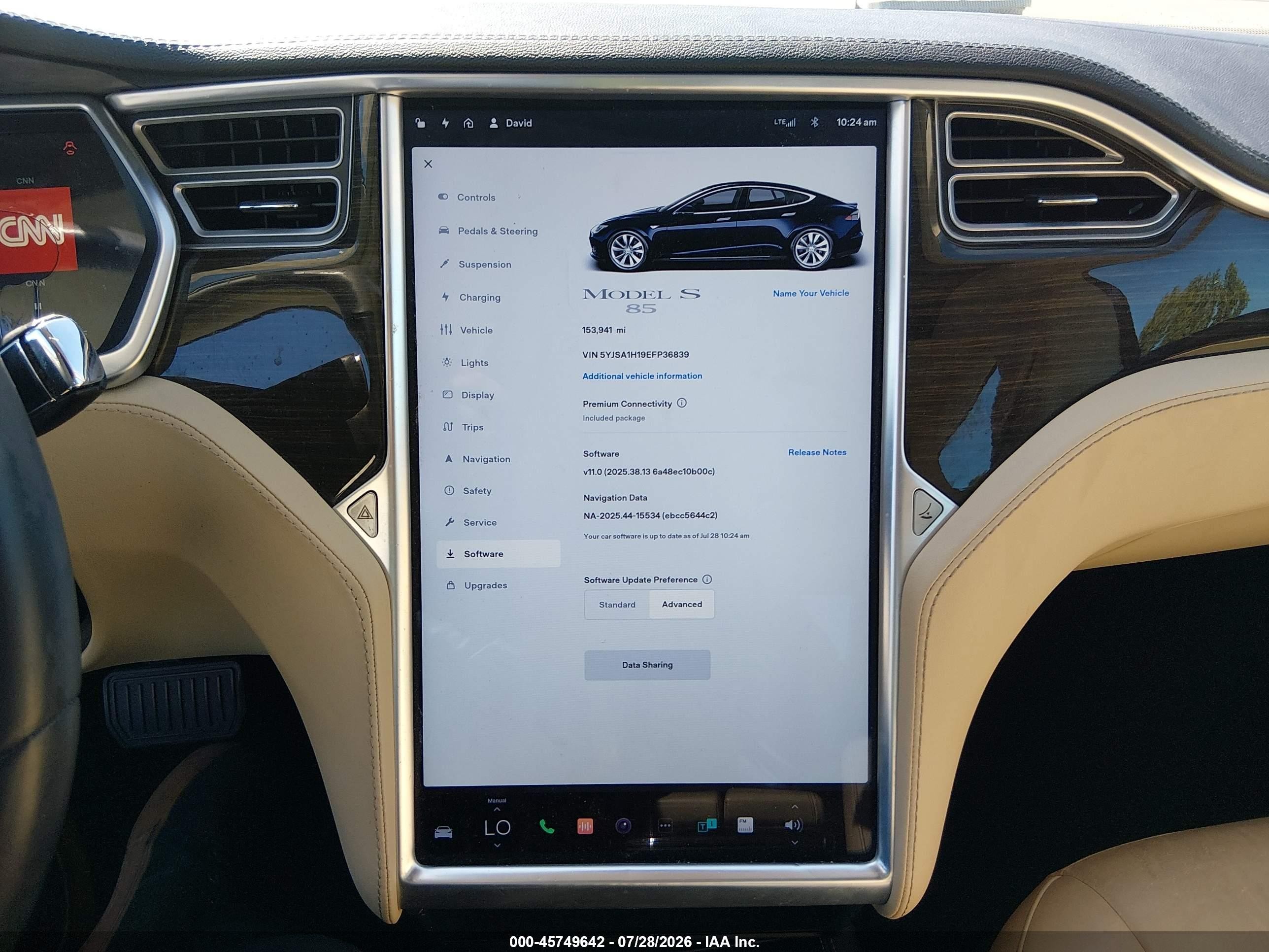 2014 Tesla Model S P85 Blue vin: 5YJSA1H19EFP36839