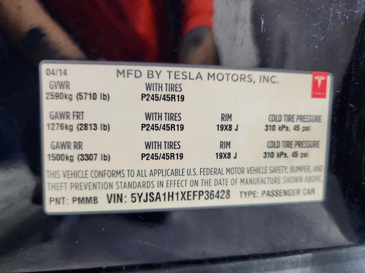 2014 Tesla Model S Blue vin: 5YJSA1H1XEFP36428
