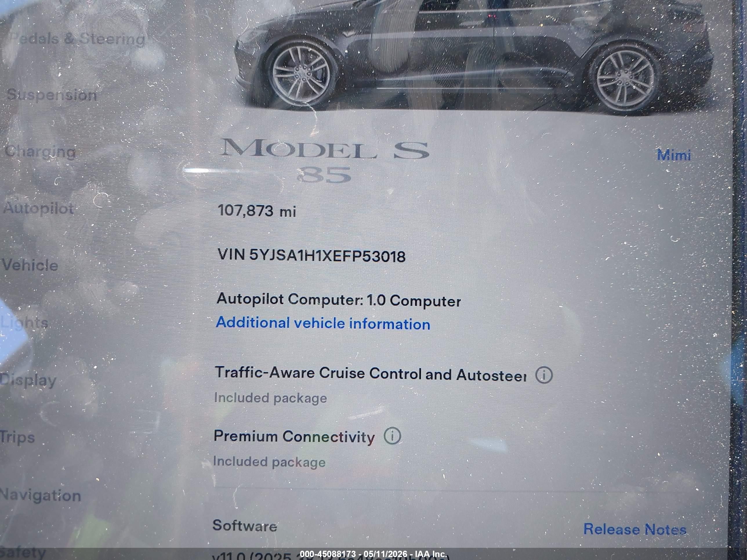 2014 Tesla Model S P85 Серый vin: 5YJSA1H1XEFP53018