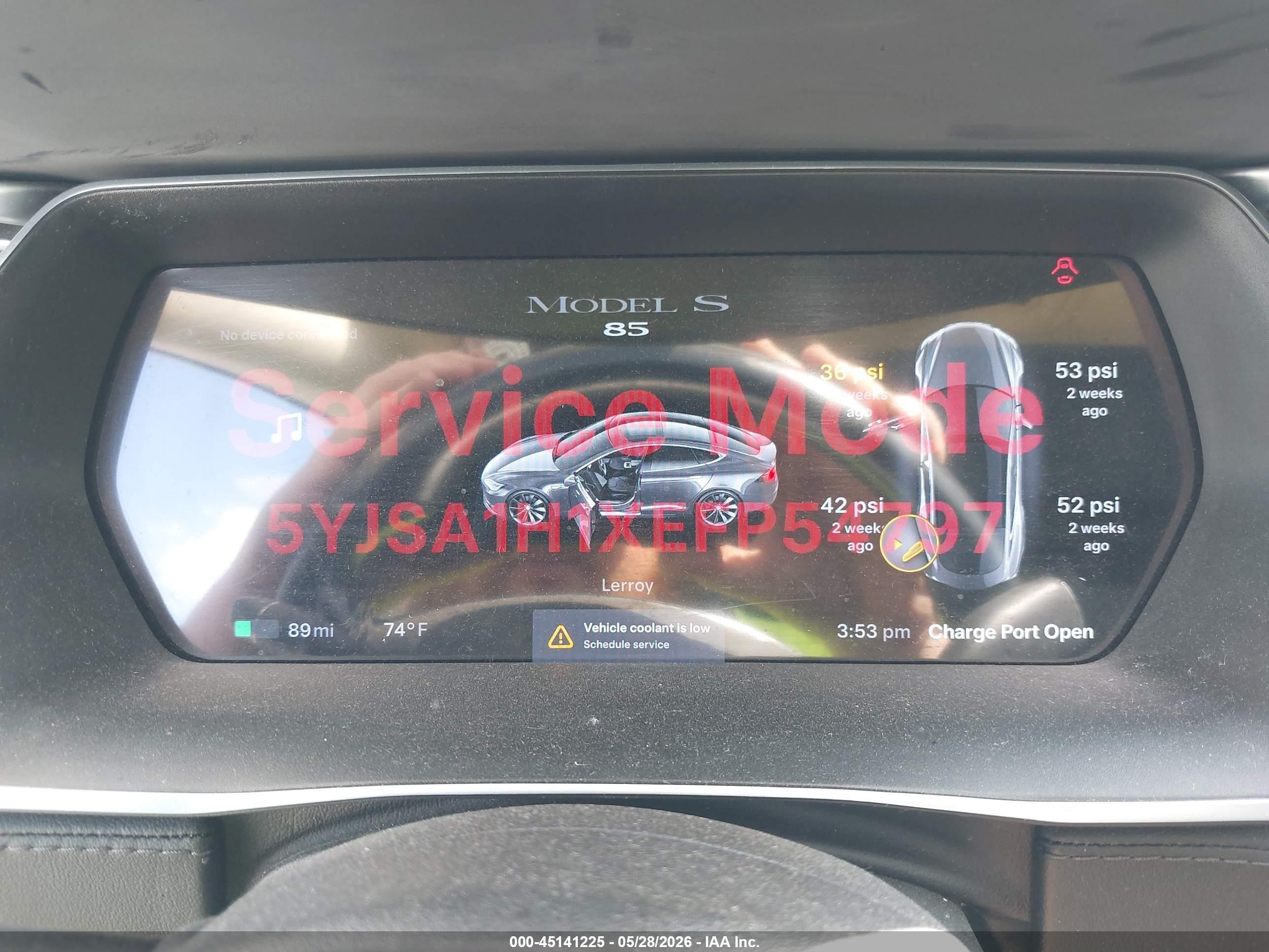 2014 Tesla Model S P85 Серый vin: 5YJSA1H1XEFP54797