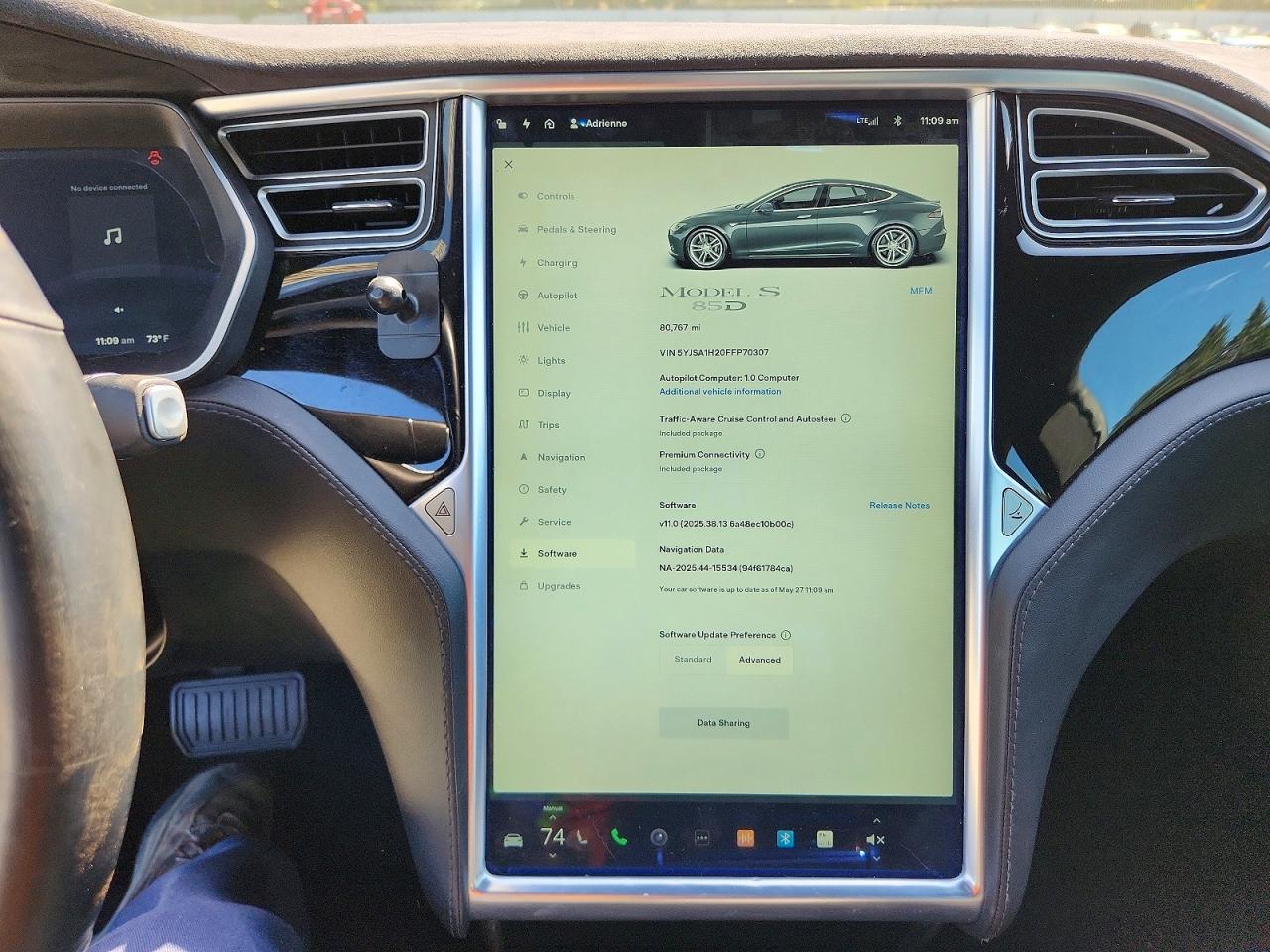 2015 Tesla Model S 85d Gray vin: 5YJSA1H20FFP70307