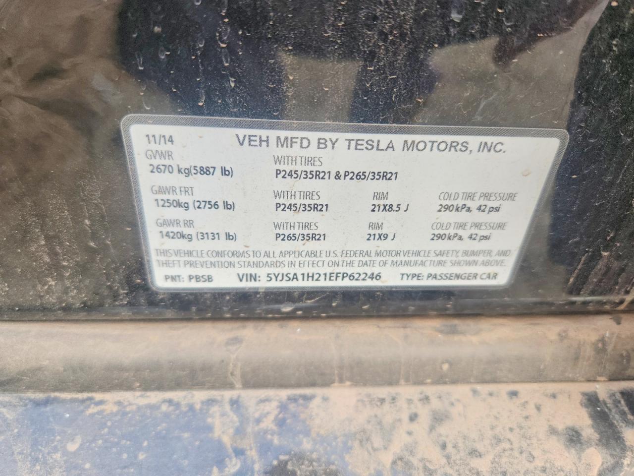 2014 Tesla Model S Black vin: 5YJSA1H21EFP62246