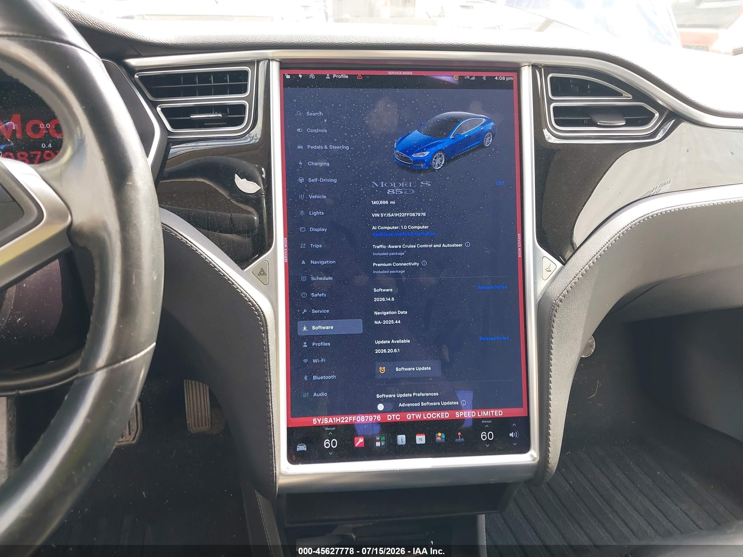 2015 Tesla Model S 70d/85d/p85d Dark Blue vin: 5YJSA1H22FF087976