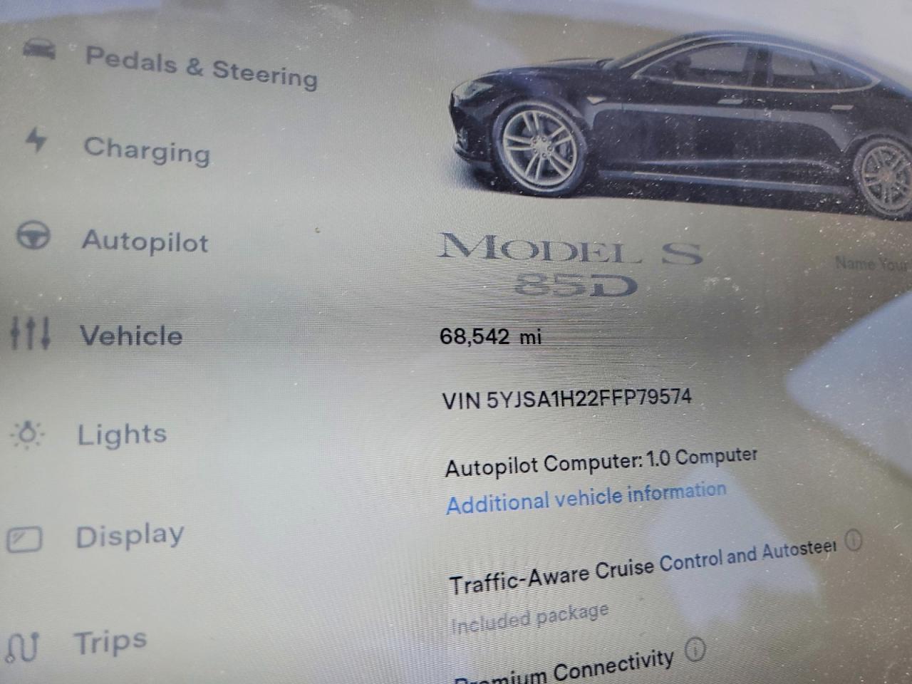 2015 Tesla Model S 85d Черный vin: 5YJSA1H22FFP79574