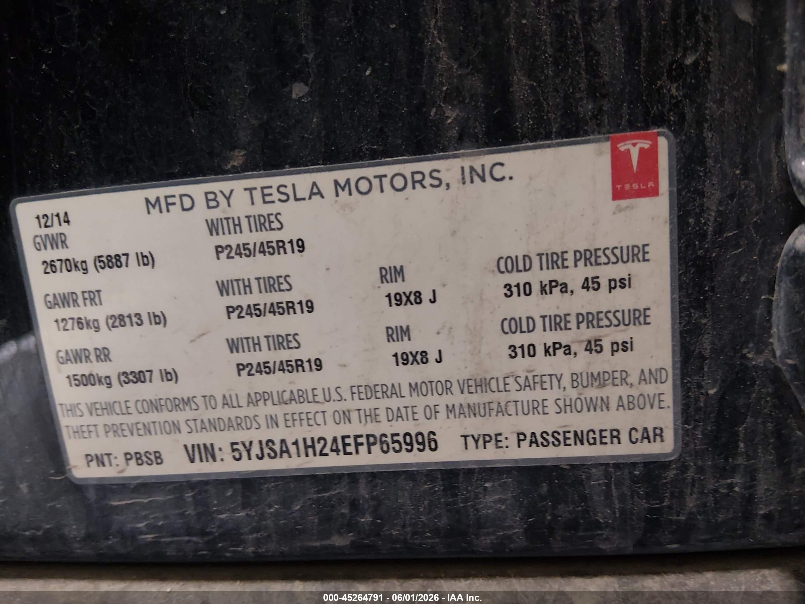 2014 Tesla Model S P85d Black vin: 5YJSA1H24EFP65996