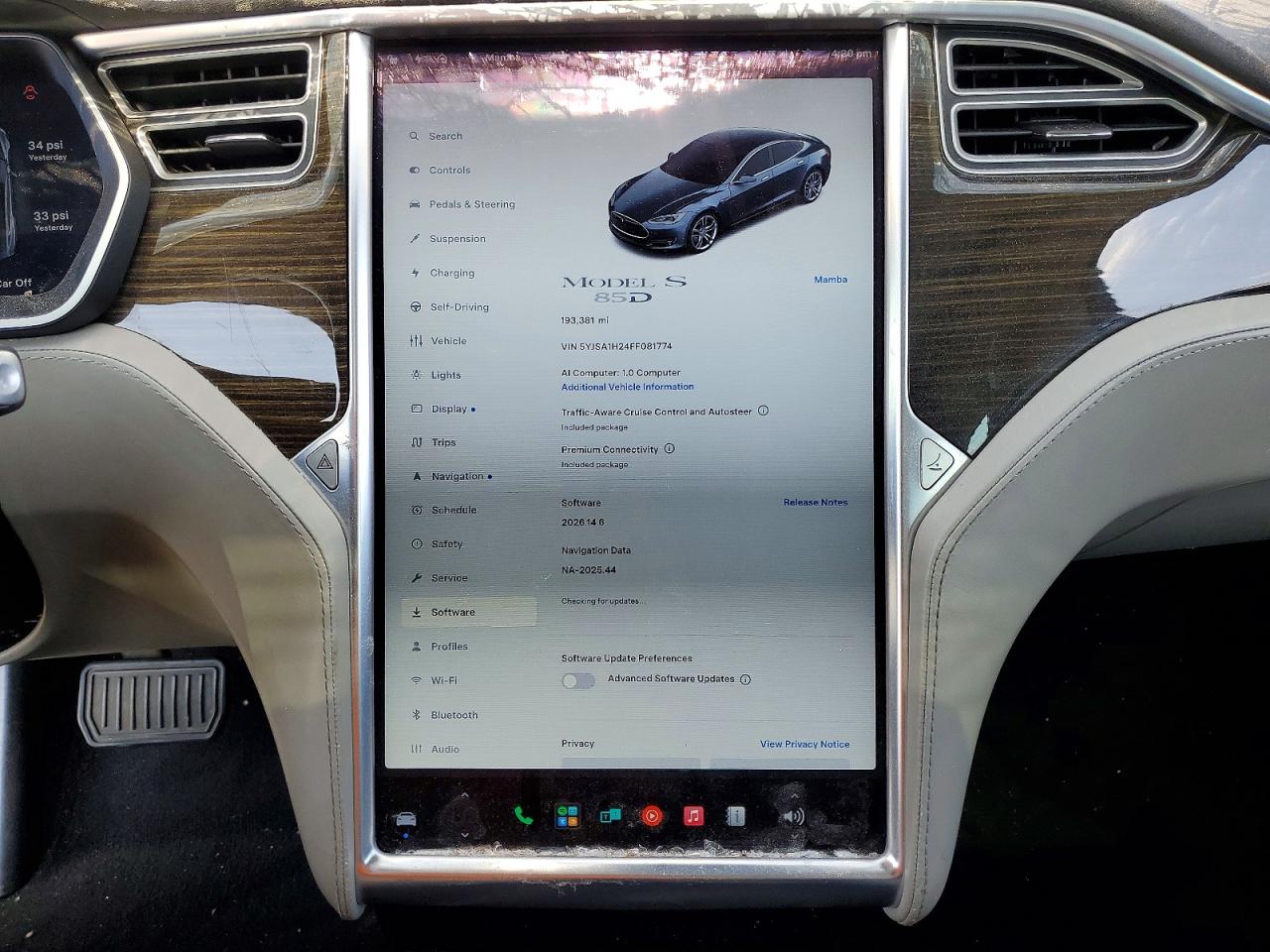 2015 Tesla Model S 85d Charcoal vin: 5YJSA1H24FF081774