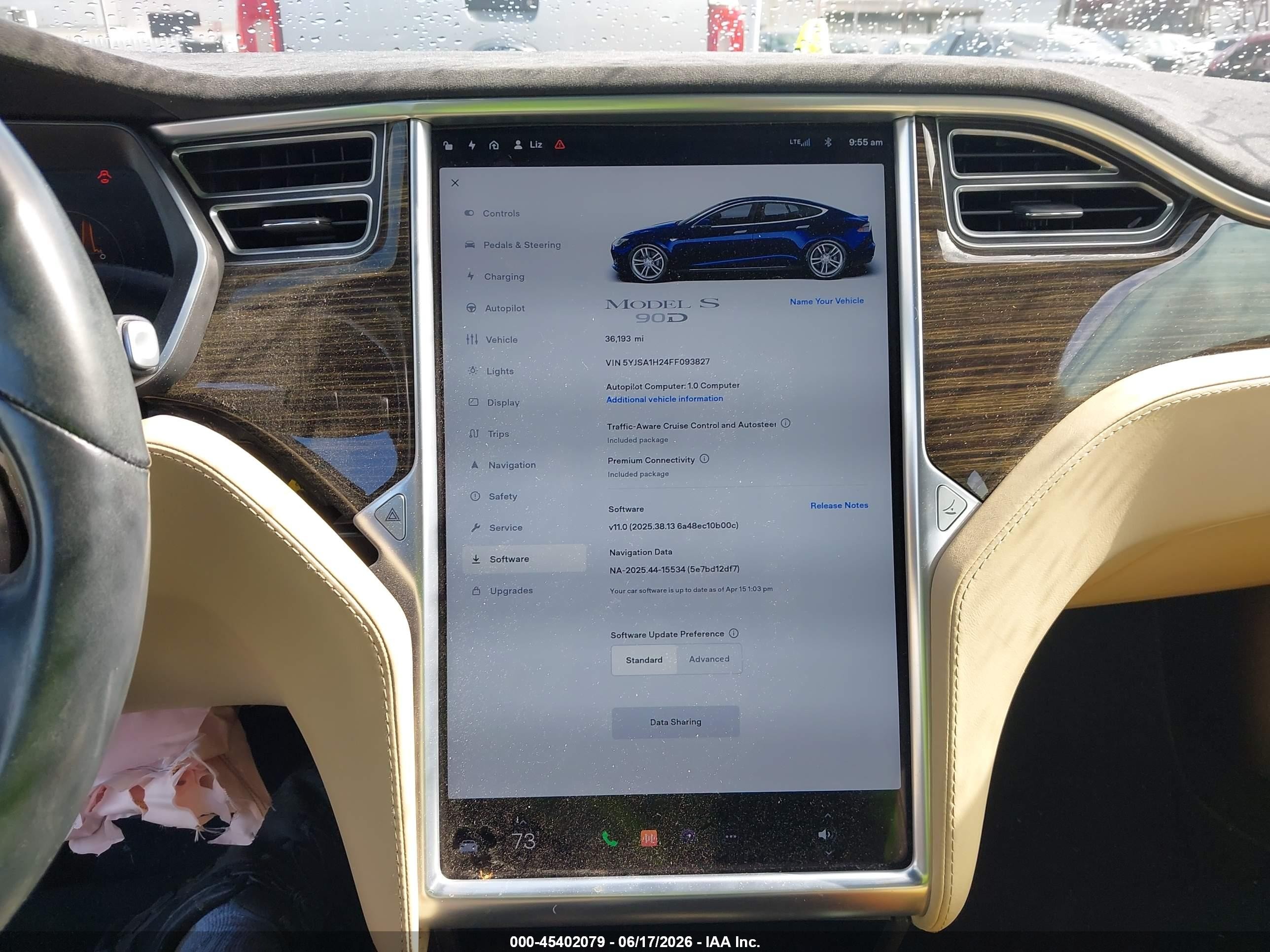 2015 Tesla Model S 70d/85d/p85d Blue vin: 5YJSA1H24FF093827