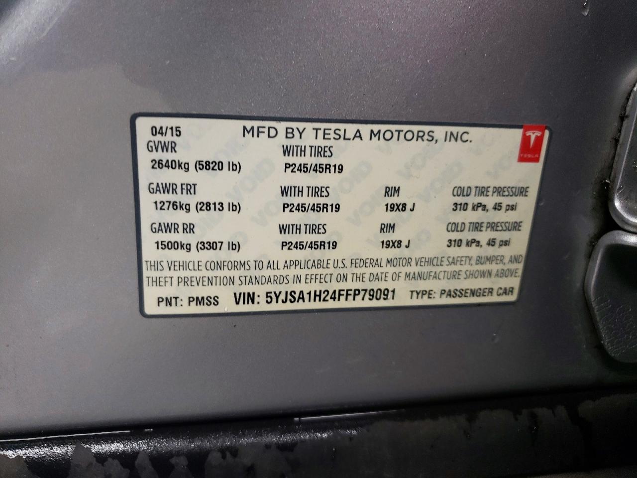 2015 Tesla Model S 85d Silver vin: 5YJSA1H24FFP79091