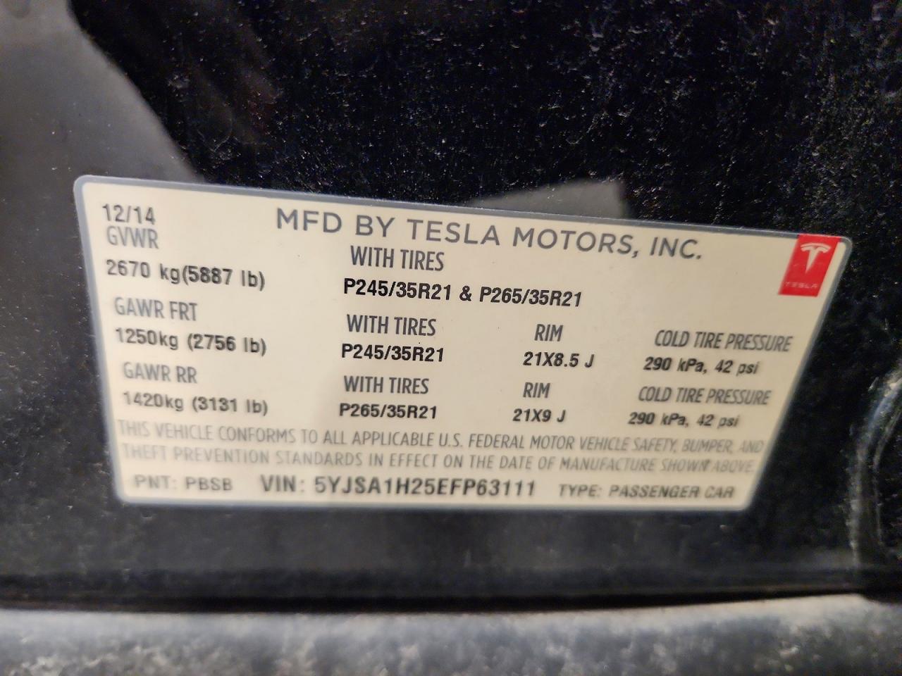 2014 Tesla Model S Black vin: 5YJSA1H25EFP63111