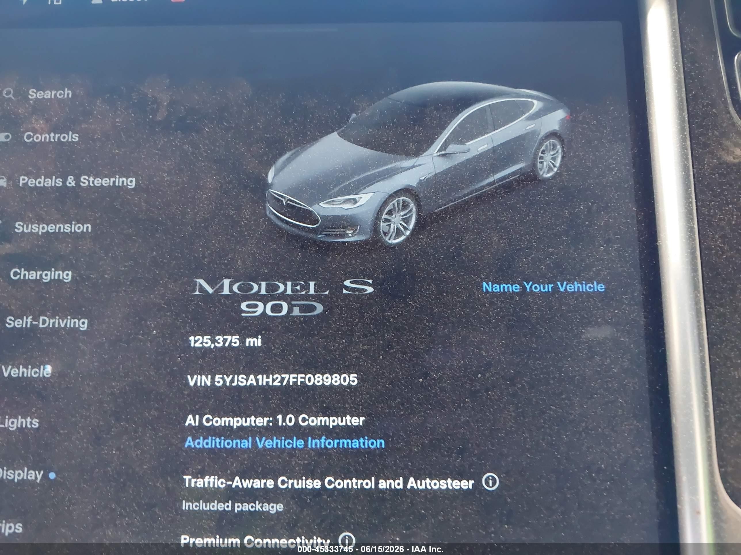 2015 Tesla Model S 70d/85d/p85d Gray vin: 5YJSA1H27FF089805