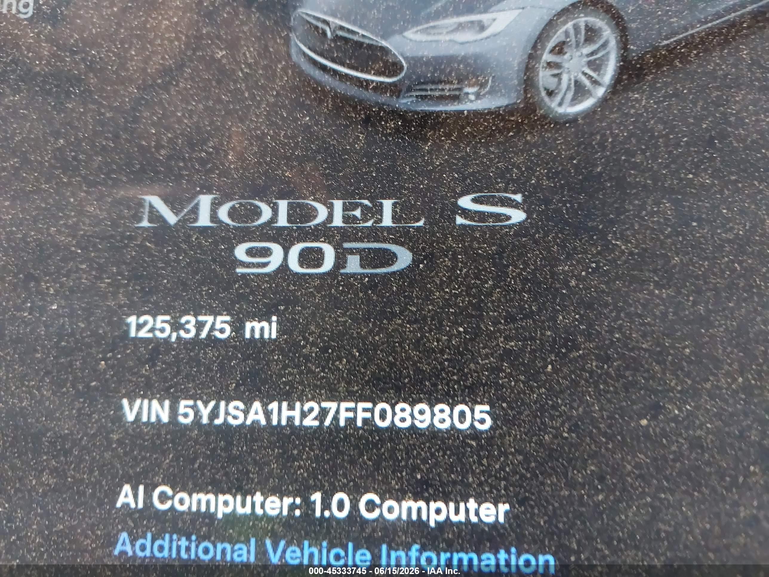 2015 Tesla Model S 70d/85d/p85d Gray vin: 5YJSA1H27FF089805