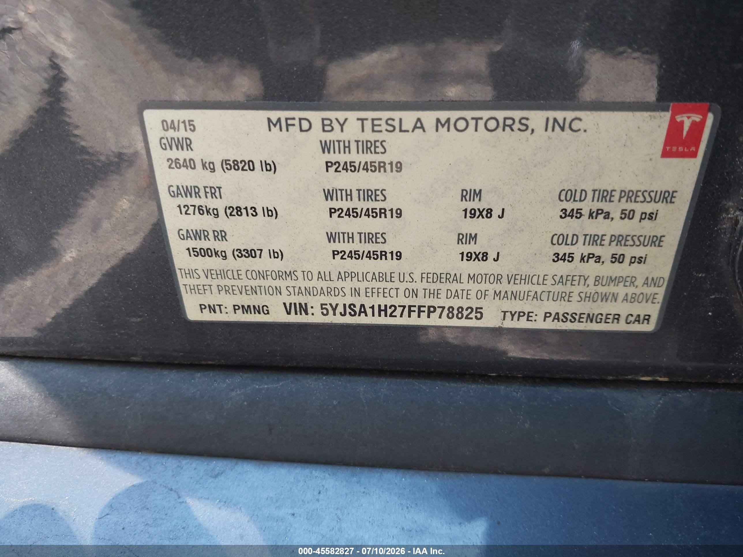 2015 Tesla Model S 70d/85d/p85d Gray vin: 5YJSA1H27FFP78825