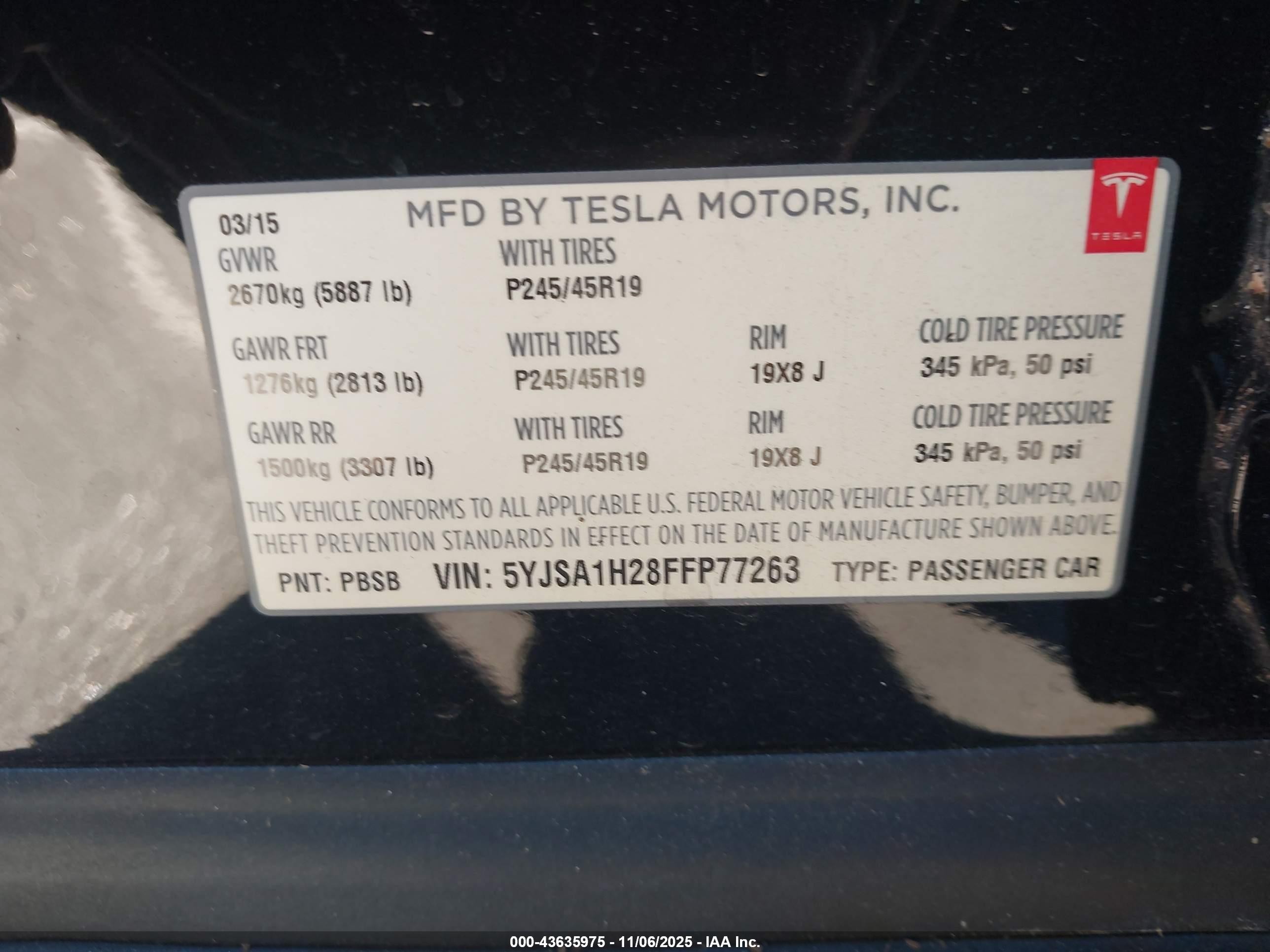 2015 Tesla Model S 70d/85d/p85d Черный vin: 5YJSA1H28FFP77263