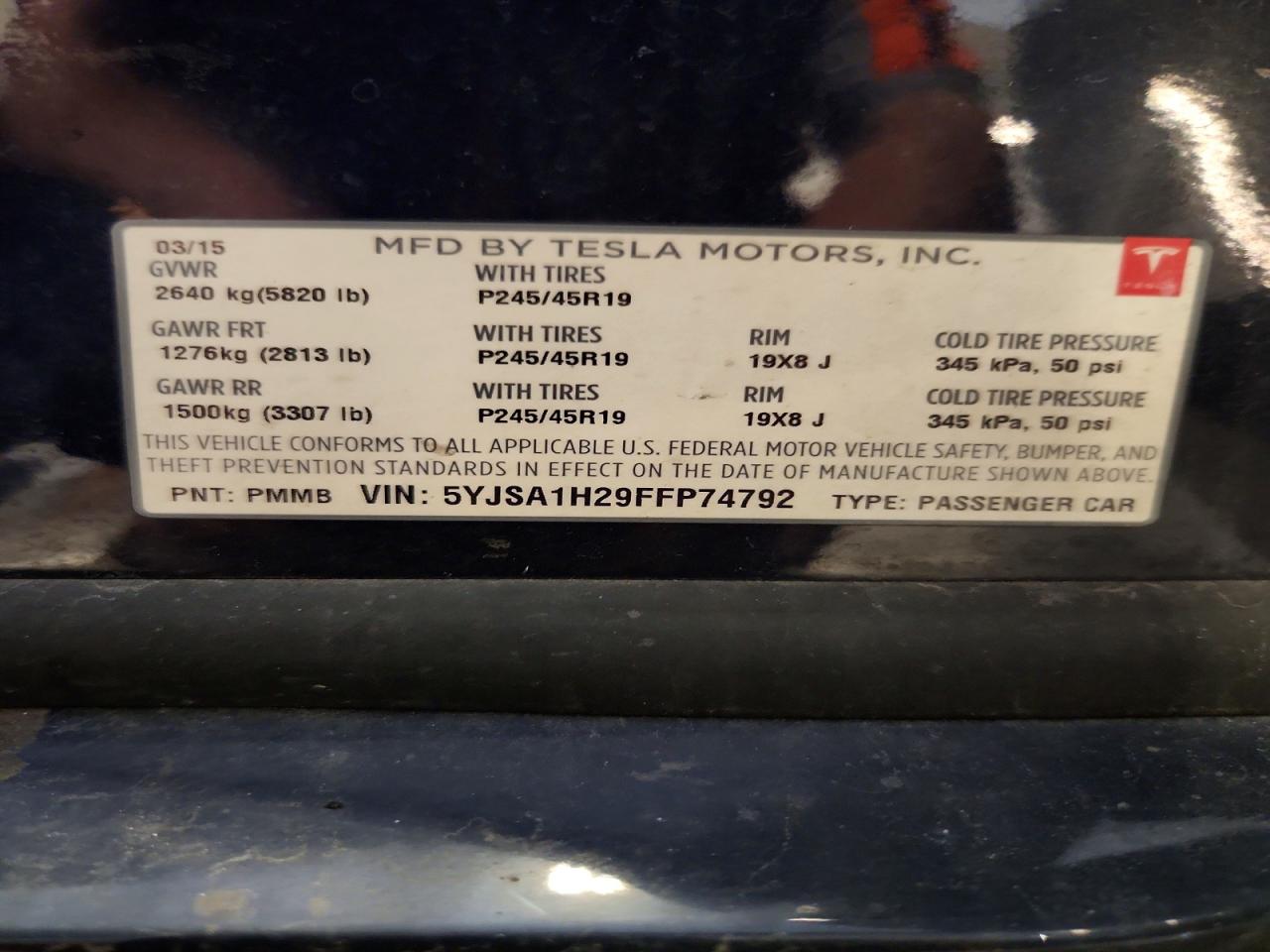 2015 Tesla Model S 85d Blue vin: 5YJSA1H29FFP74792