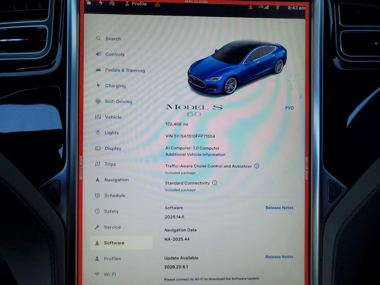 2015 Tesla Model S 60 Синий vin: 5YJSA1S10FFP71554