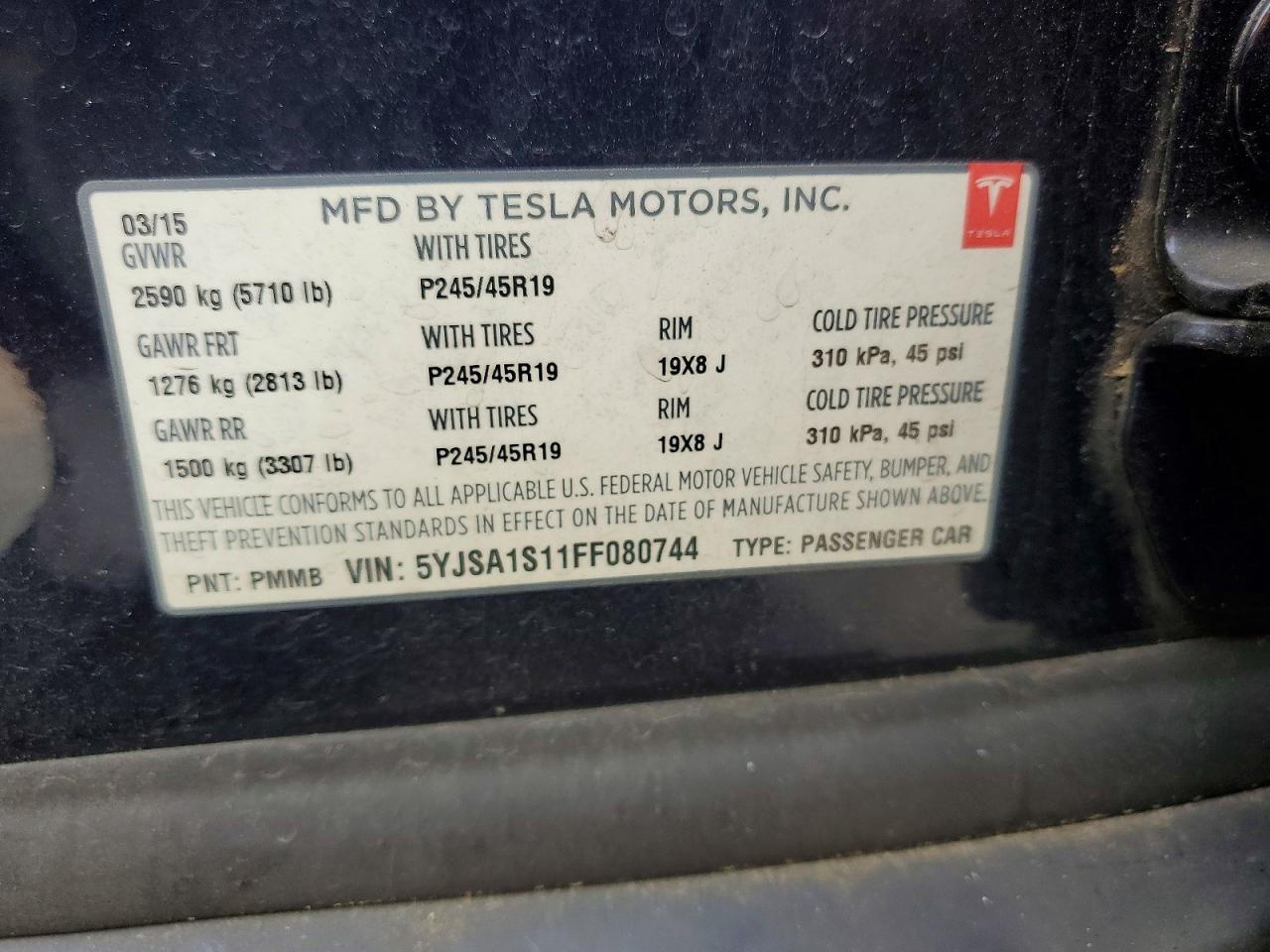 2015 Tesla Model S 60 Blue vin: 5YJSA1S11FF080744