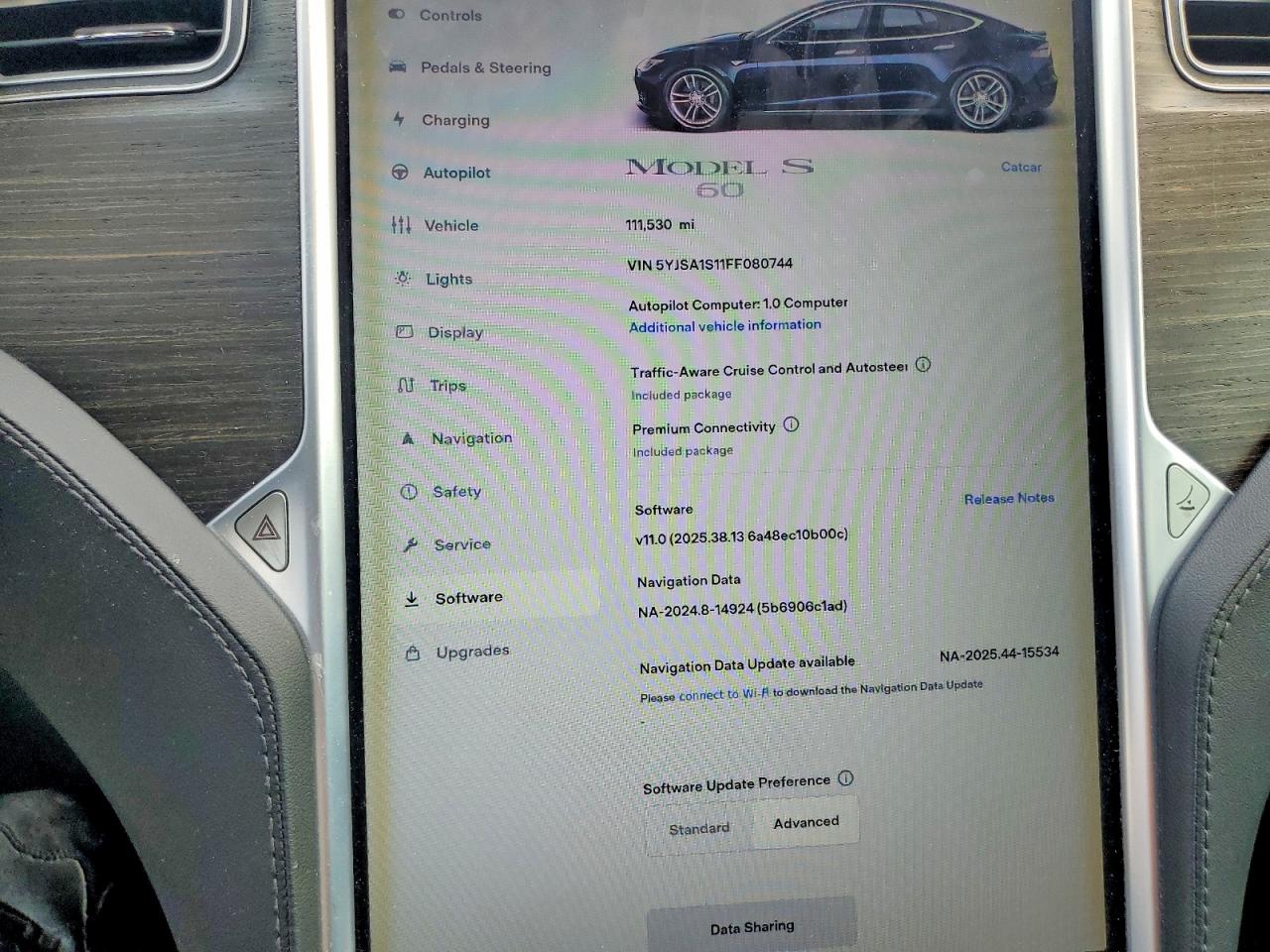 2015 Tesla Model S 60 Blue vin: 5YJSA1S11FF080744