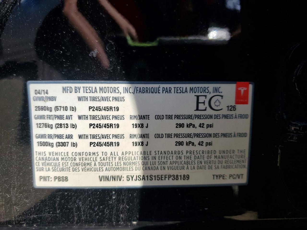 2014 Tesla Model S Black vin: 5YJSA1S15EFP38189