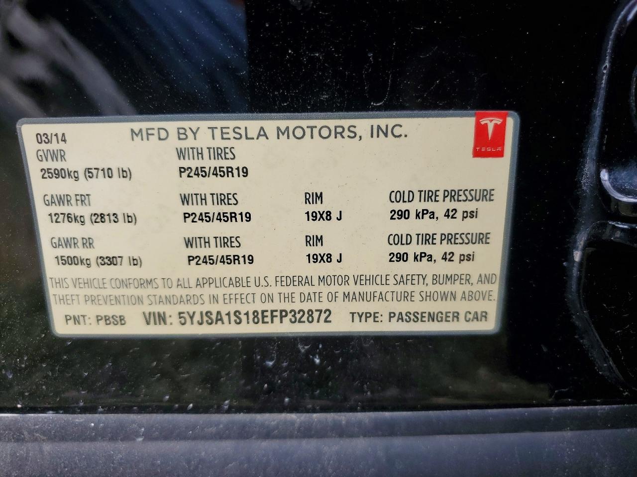2014 Tesla Model S Black vin: 5YJSA1S18EFP32872