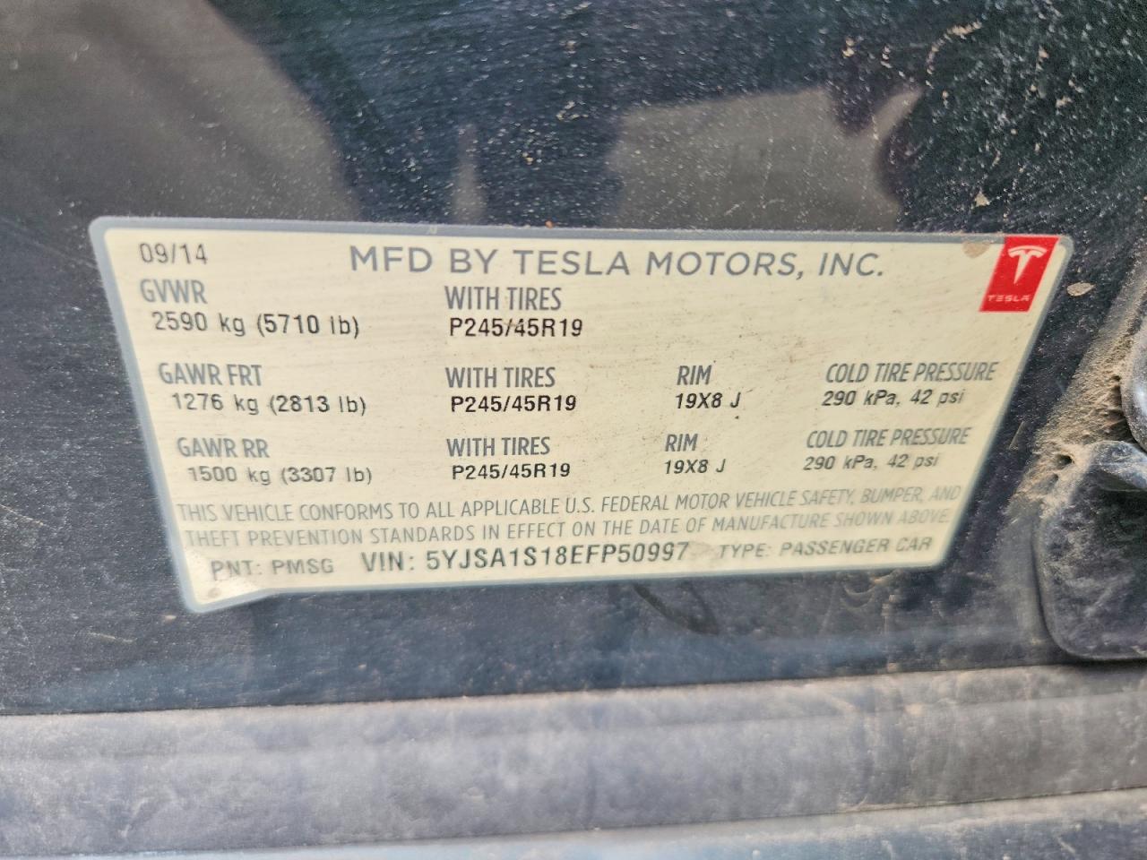 2014 Tesla Model S Green vin: 5YJSA1S18EFP50997