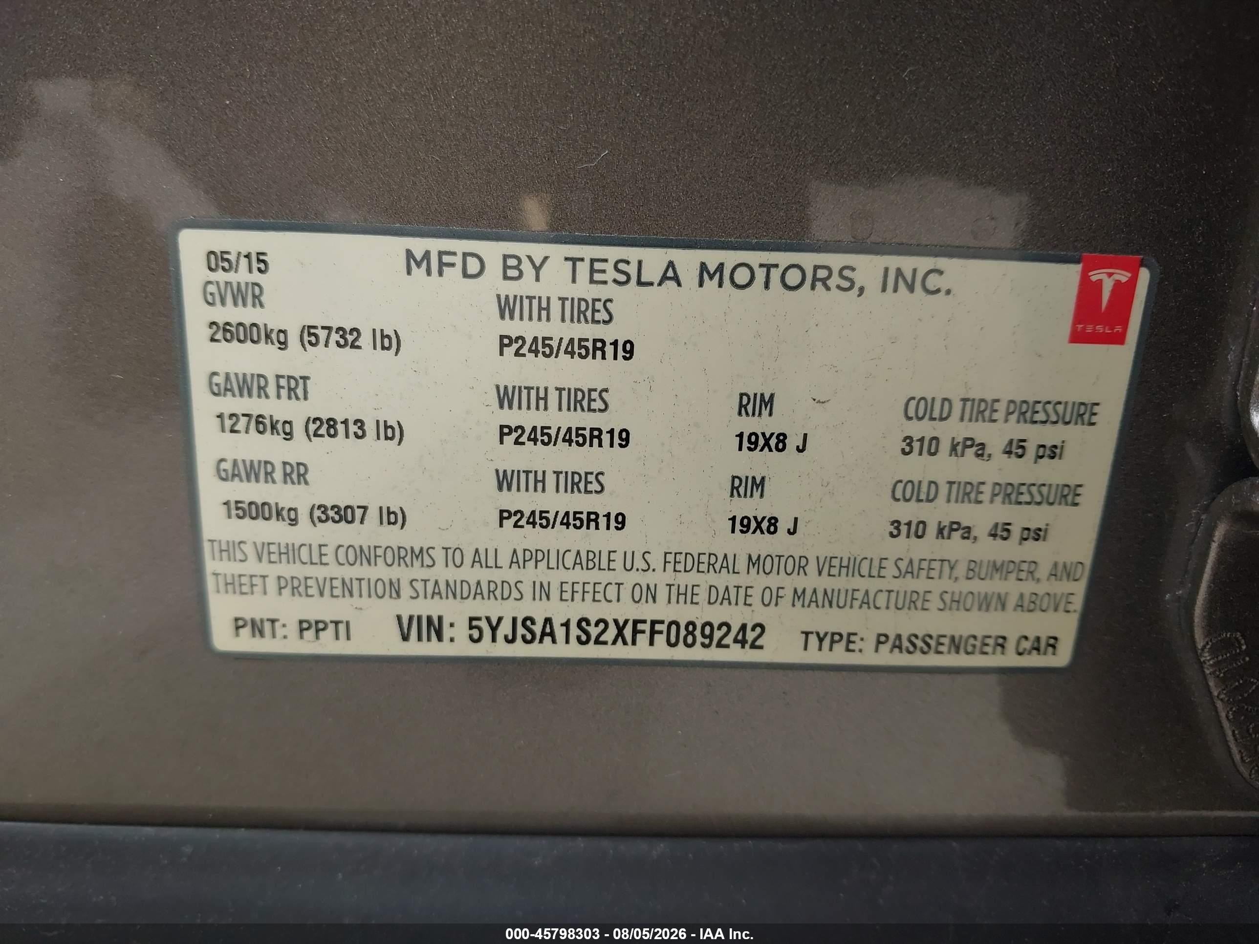2015 Tesla Model S 70d/85d/p85d Brown vin: 5YJSA1S2XFF089242