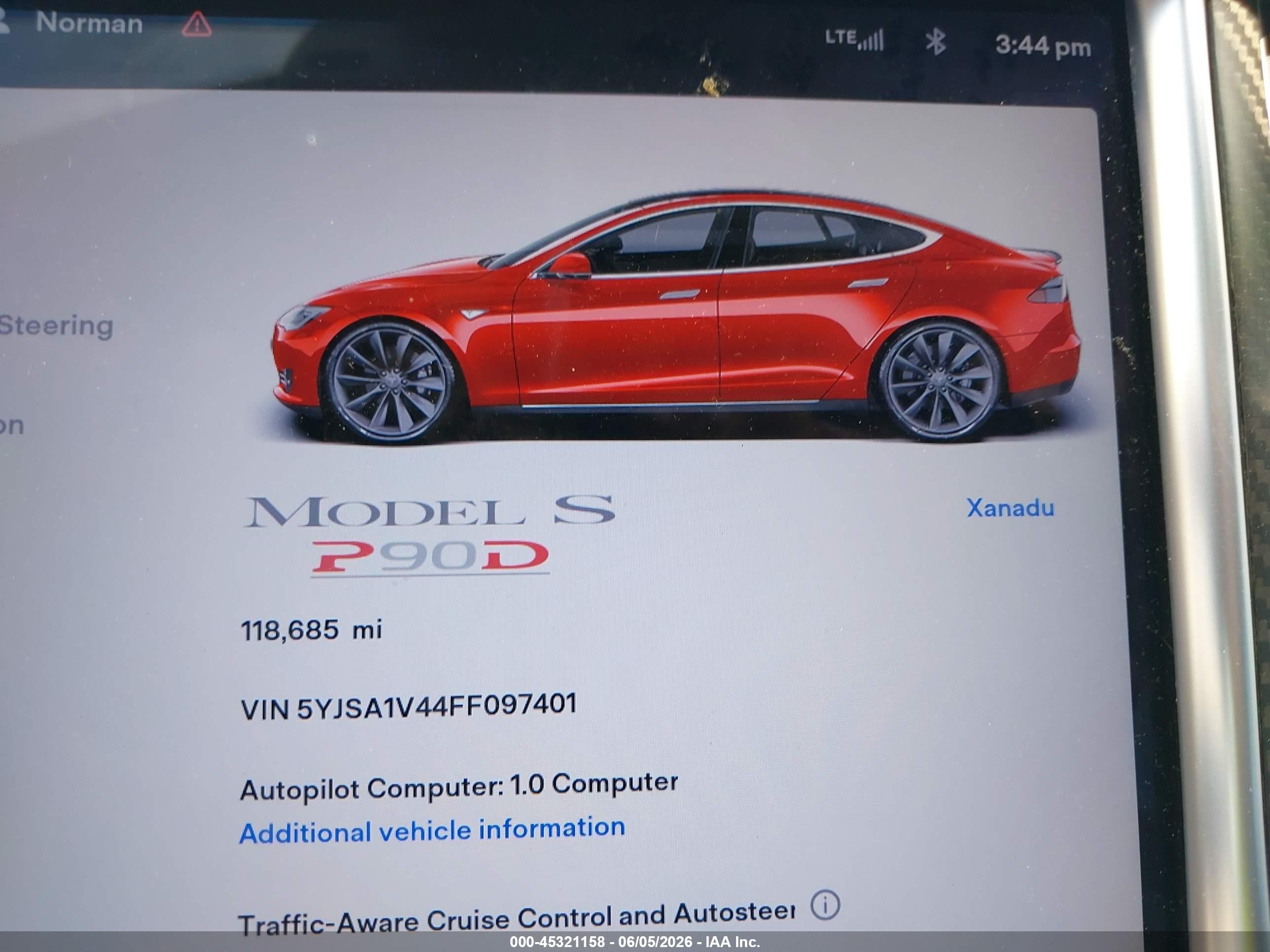 2015 Tesla Model S 85d/p85d Red vin: 5YJSA1V44FF097401