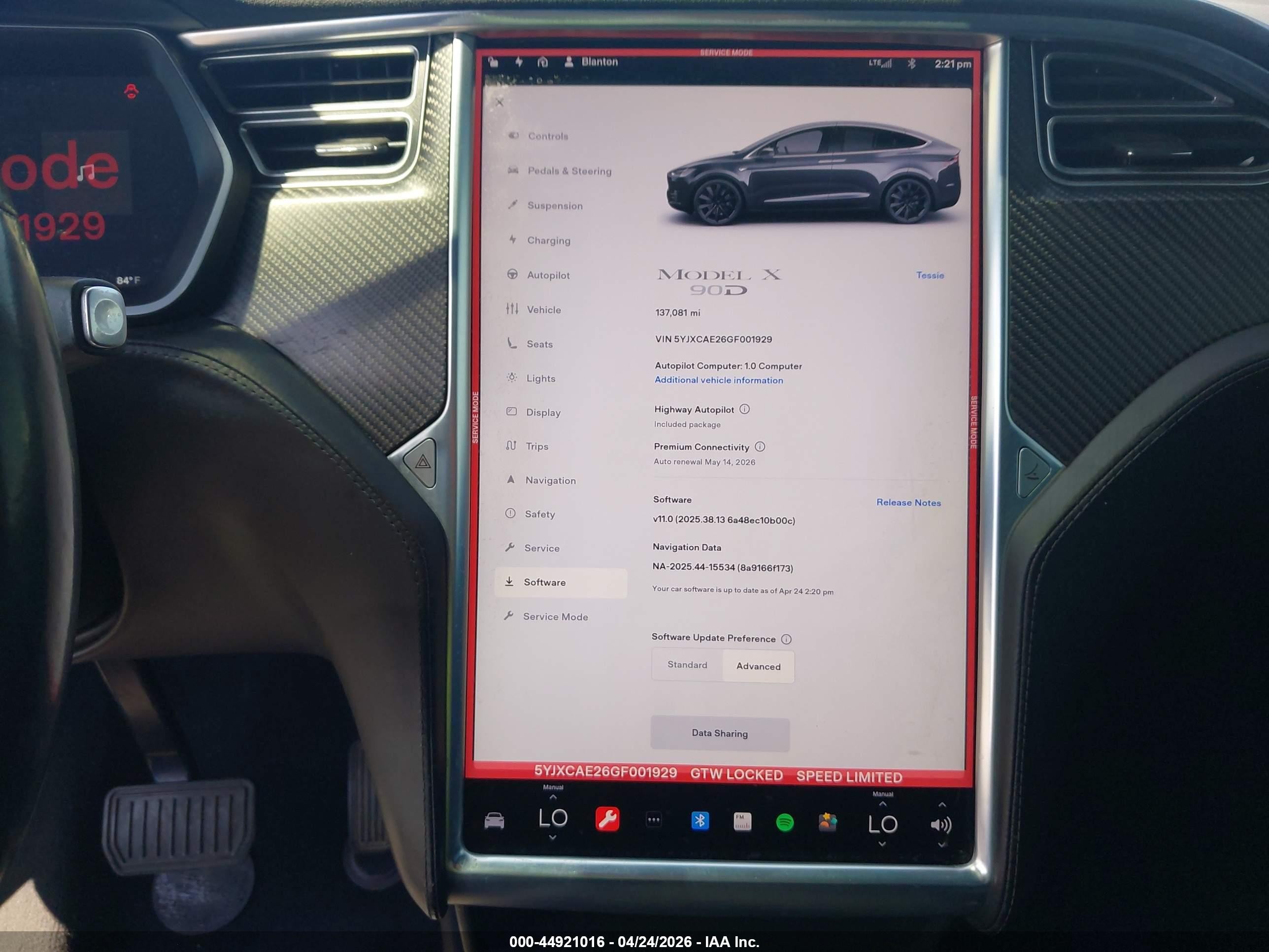 2016 Tesla Model X 60d/70d/75d/90d Black vin: 5YJXCAE26GF001929