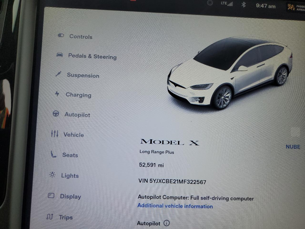 2021 Tesla Model X Белый vin: 5YJXCBE21MF322567