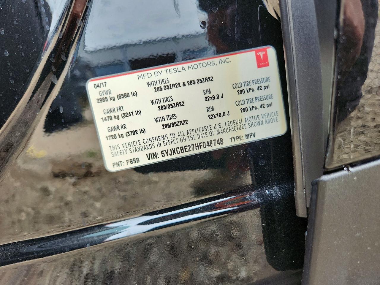 2017 Tesla Model X Black vin: 5YJXCBE27HF048748