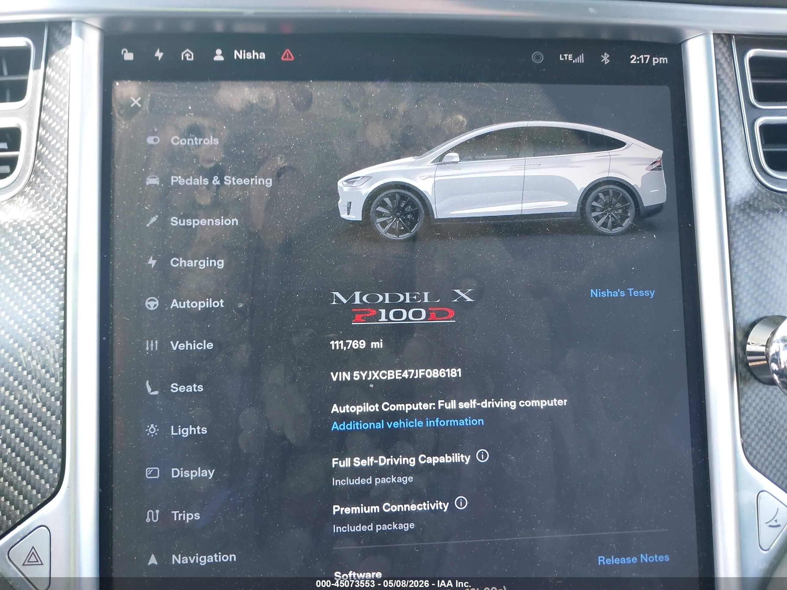 2018 Tesla Model X 100d/75d/p100d Silver vin: 5YJXCBE47JF086181