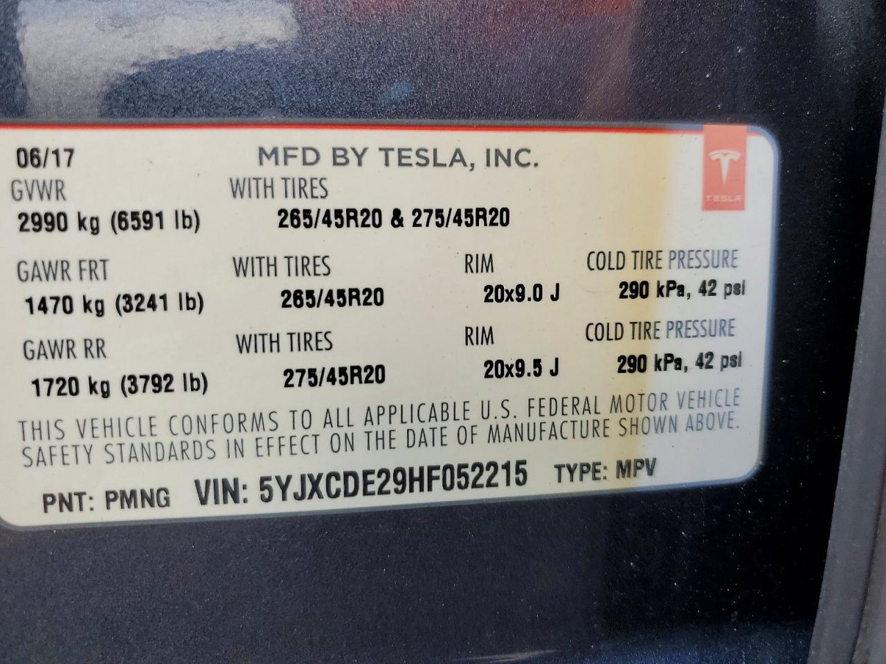 2017 Tesla Model X 100d Gray vin: 5YJXCDE29HF052215