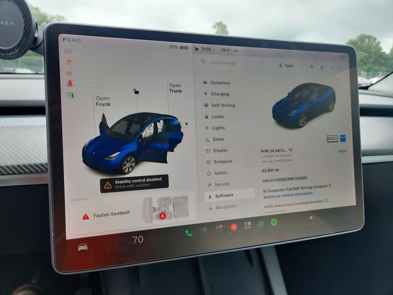 2021 Tesla Model Y Blue vin: 5YJYGDEE3MF303680