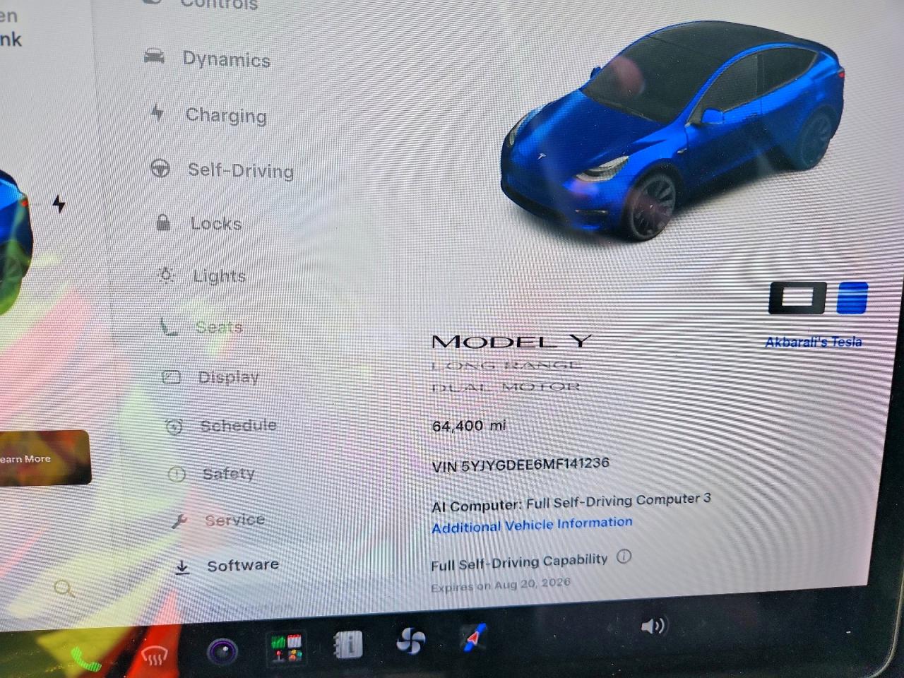 2021 Tesla Model Y Blue vin: 5YJYGDEE6MF141236