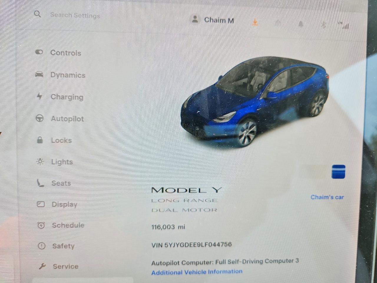 2020 Tesla Model Y Синий vin: 5YJYGDEE9LF044756