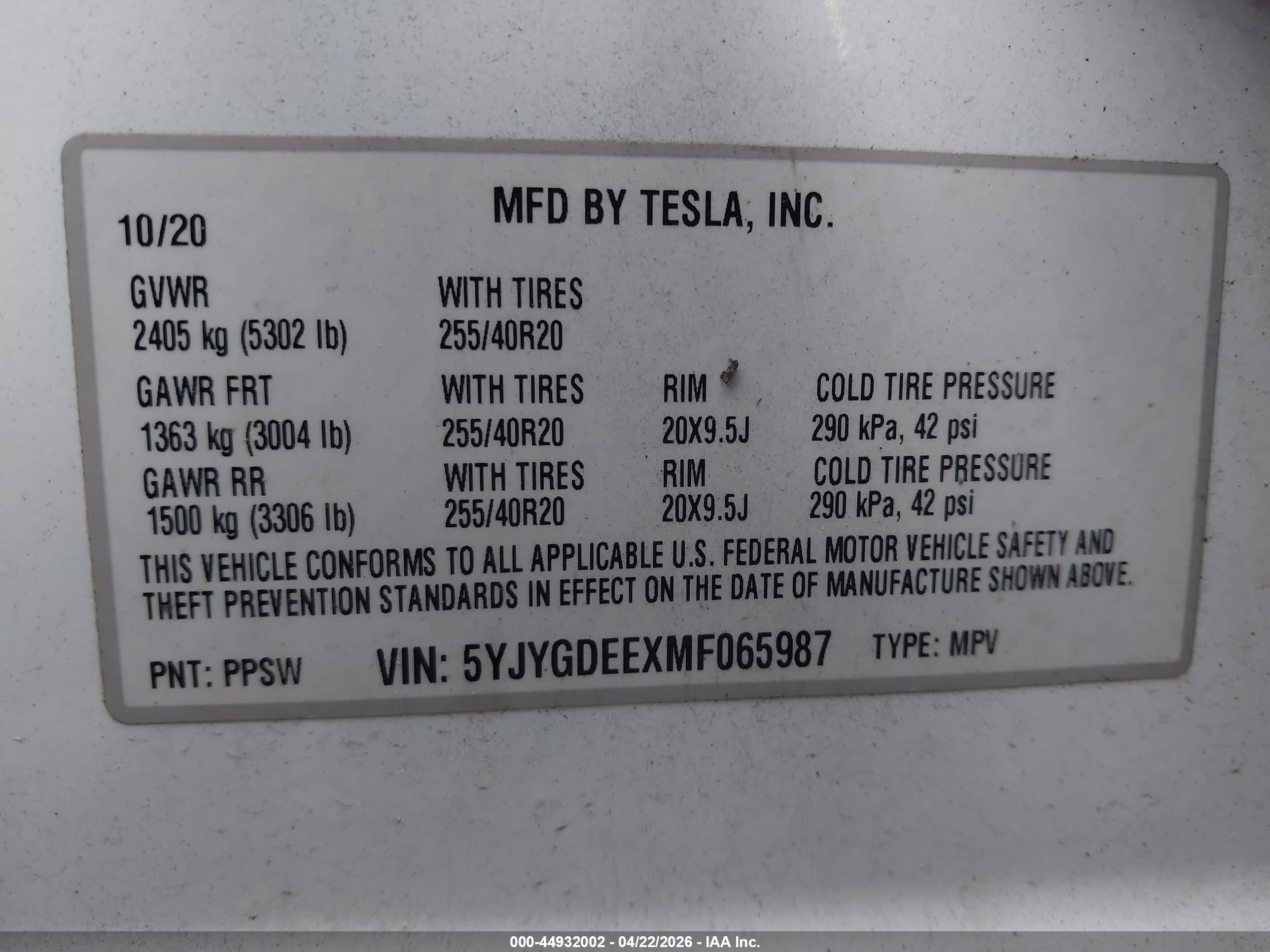 2021 Tesla Model Y Long Range Dual Motor All-wheel Drive Белый vin: 5YJYGDEEXMF065987
