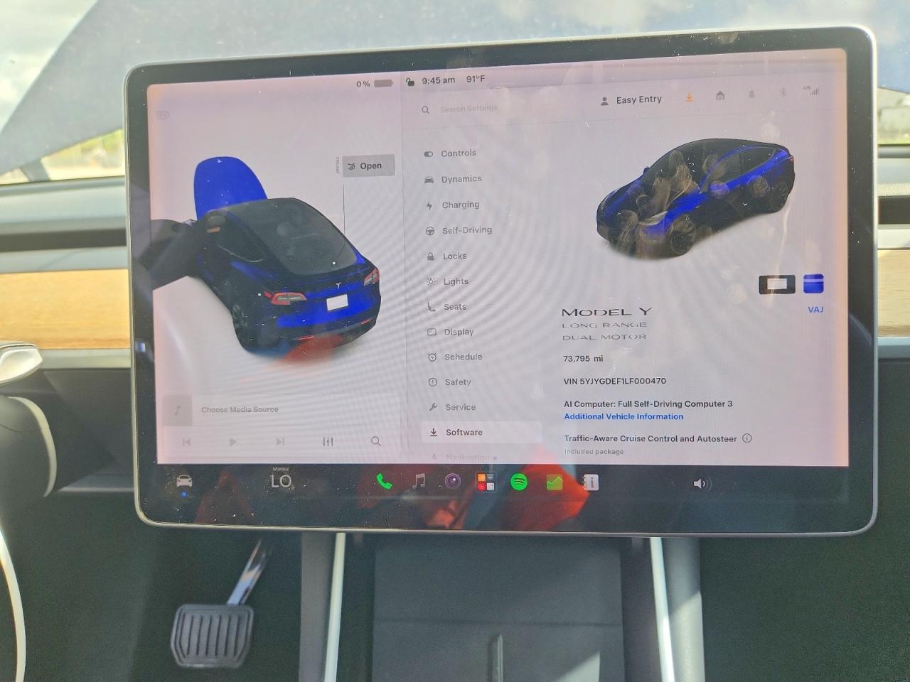 2020 Tesla Model Y Blue vin: 5YJYGDEF1LF000470