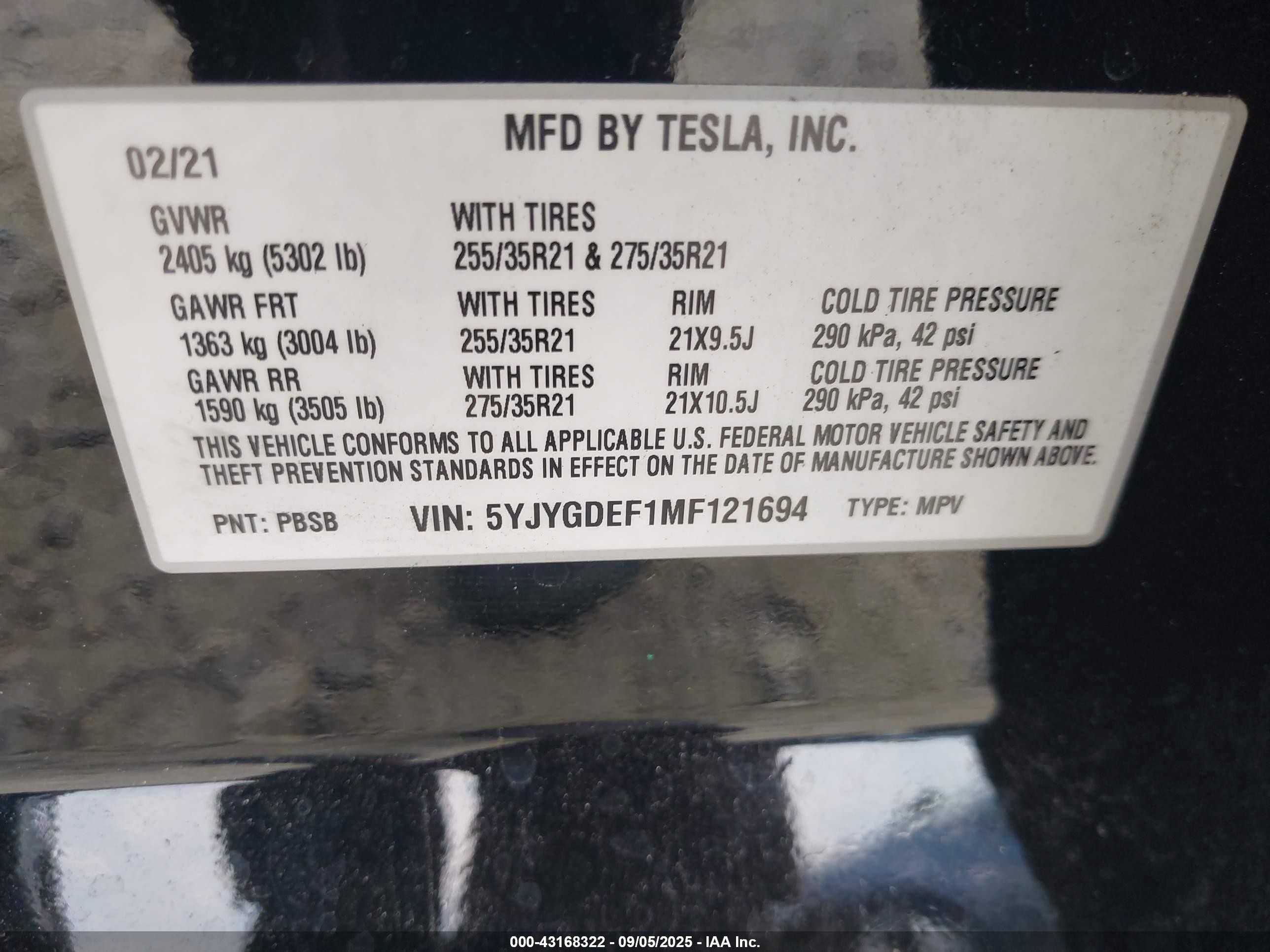 2021 Tesla Model Y Performance Dual Motor All-wheel Drive Black vin: 5YJYGDEF1MF121694