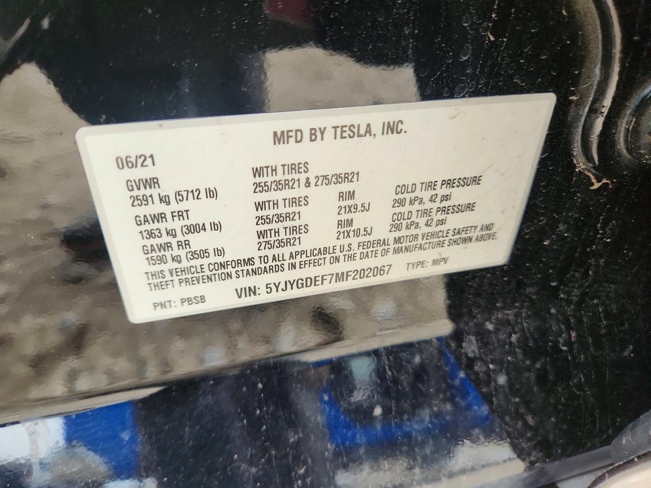 2021 Tesla Model Y Черный vin: 5YJYGDEF7MF202067