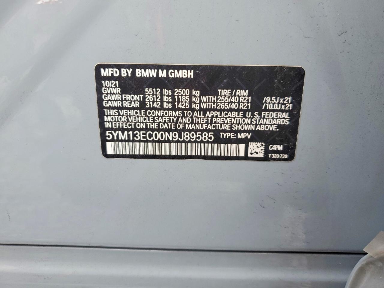 2022 Bmw X3 M Gray vin: 5YM13EC00N9J89585