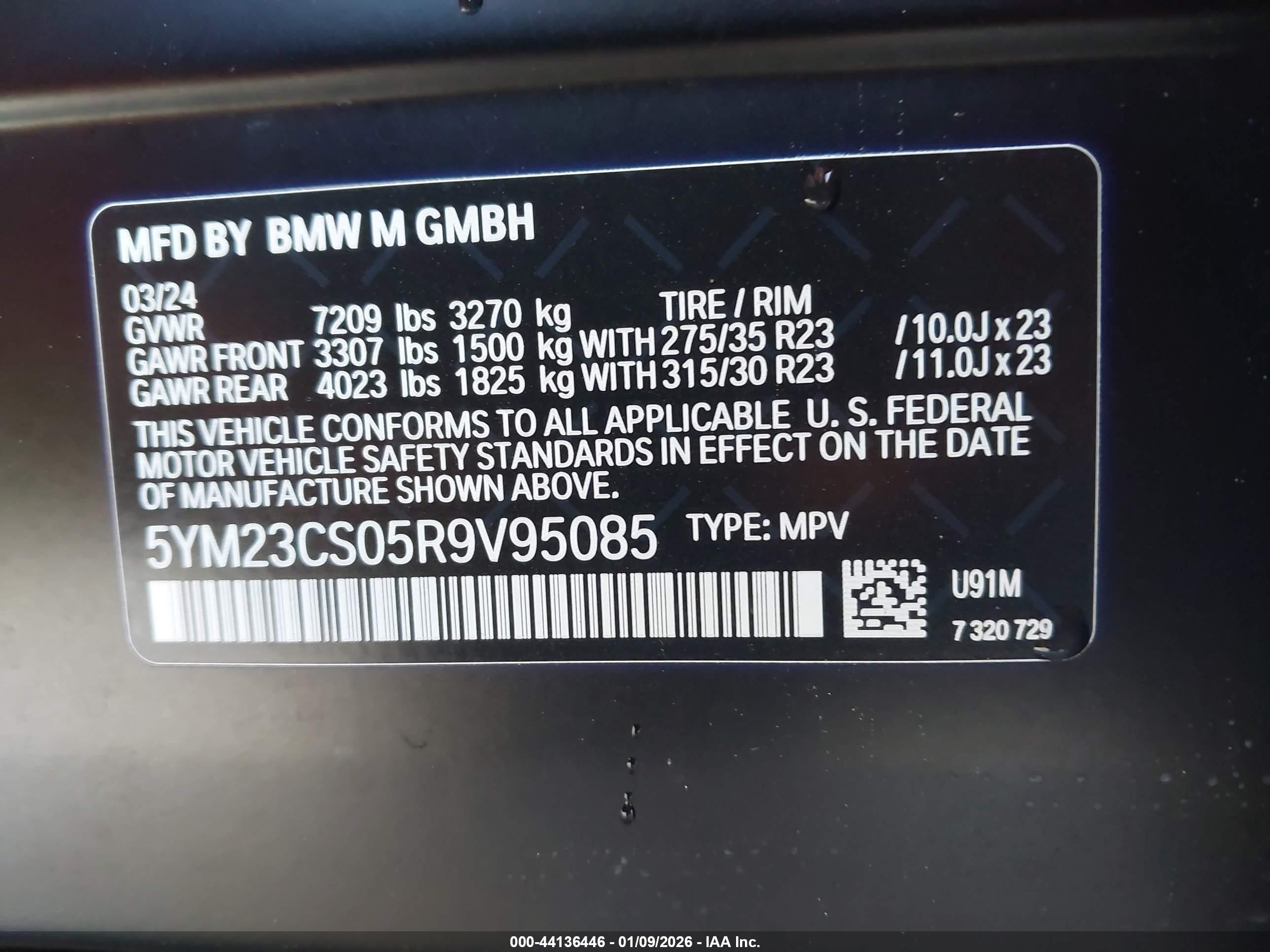 2024 Bmw Xm   Black vin: 5YM23CS05R9V95085