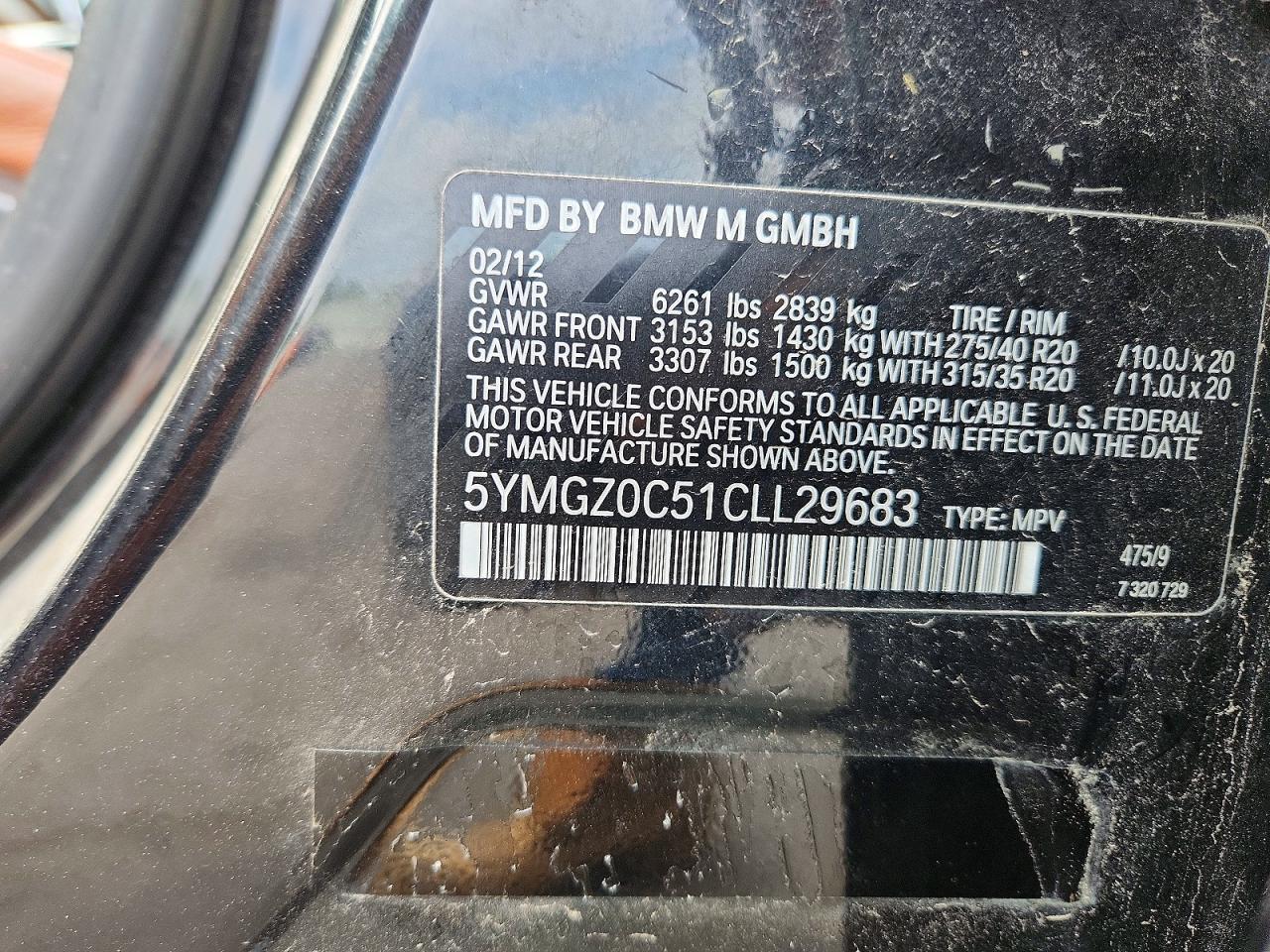 2012 Bmw X6 M Black vin: 5YMGZ0C51CLL29683